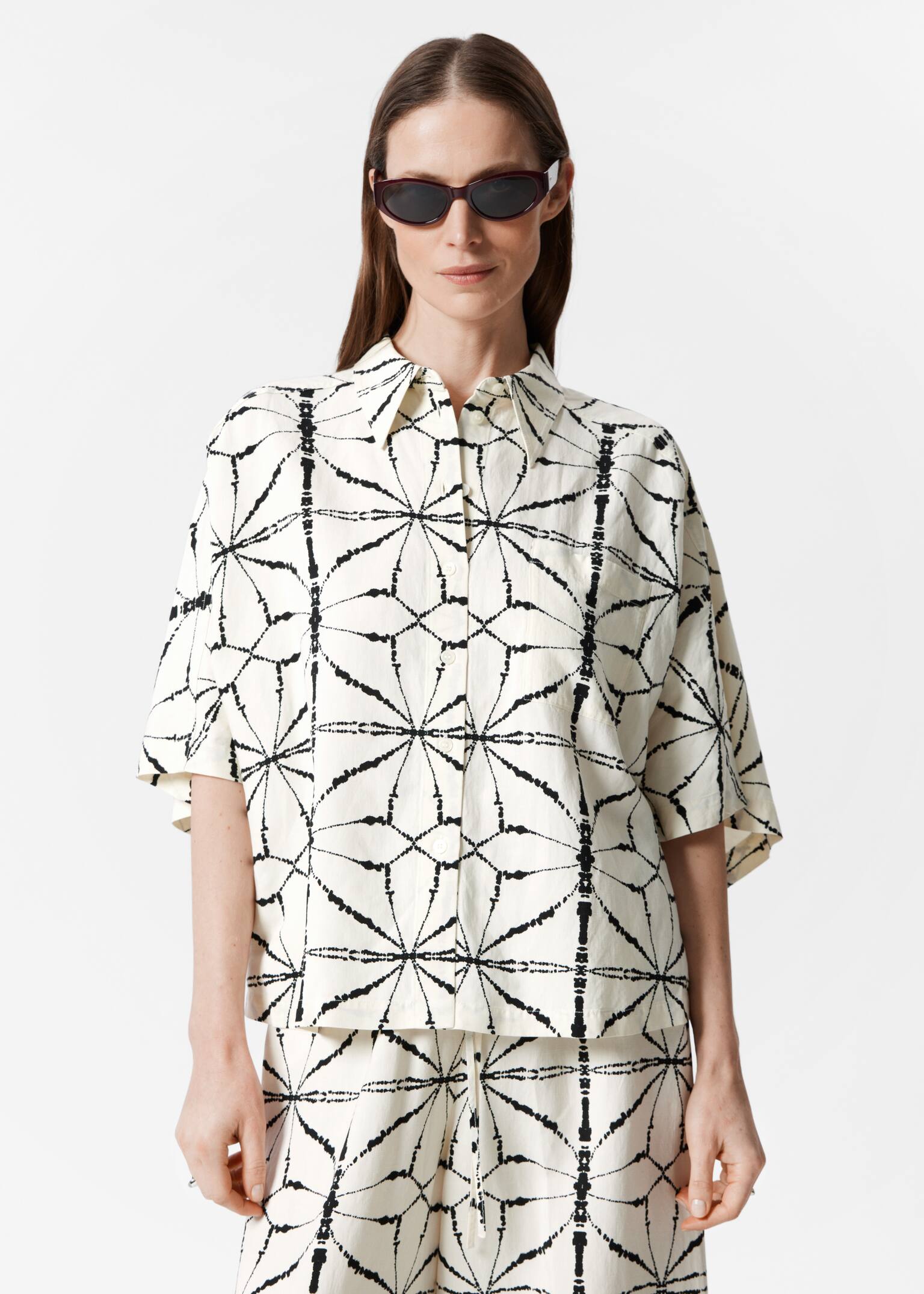 Camicia a maniche corte - Bianco con stampa