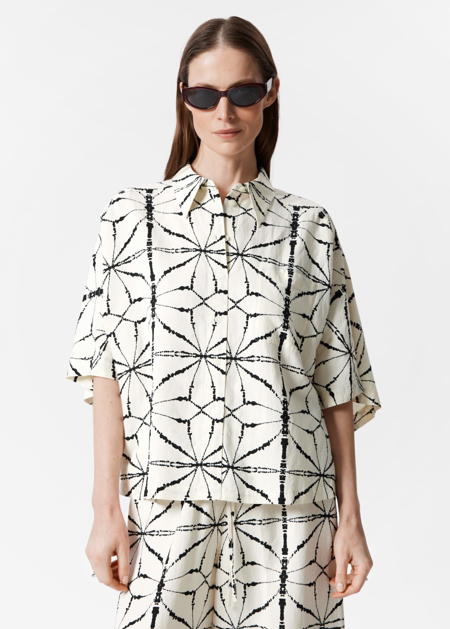 Chemise à manches courtes - Imprimé blanc