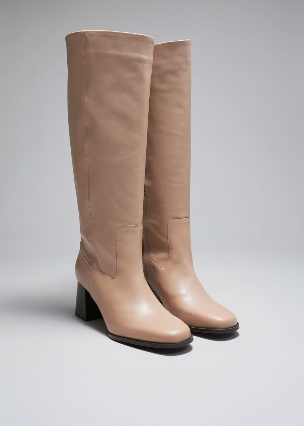 Leather Knee Boots - Beige - Still Life