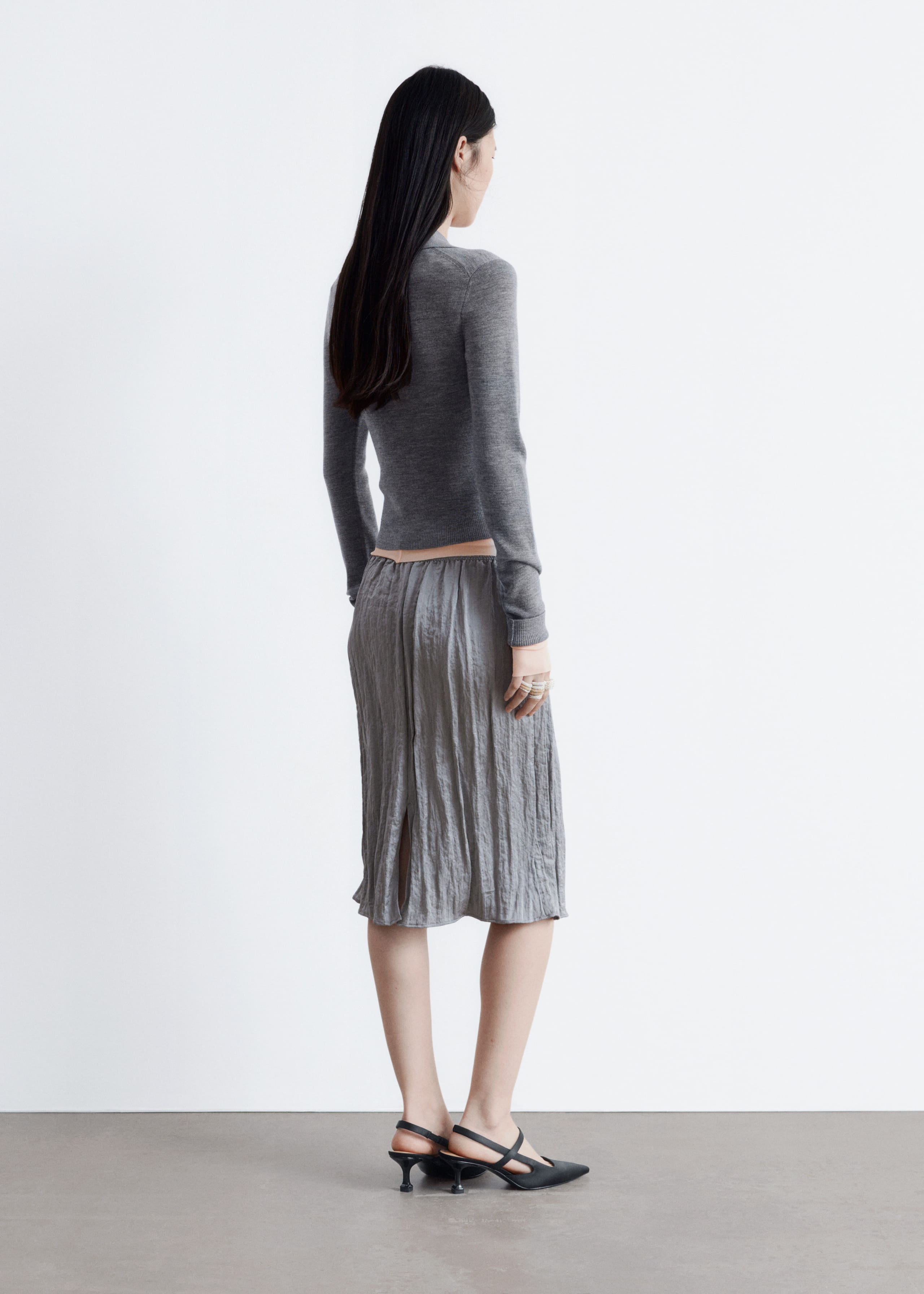 Polo en laine mérinos côtelée - Gris chiné - Lookbook