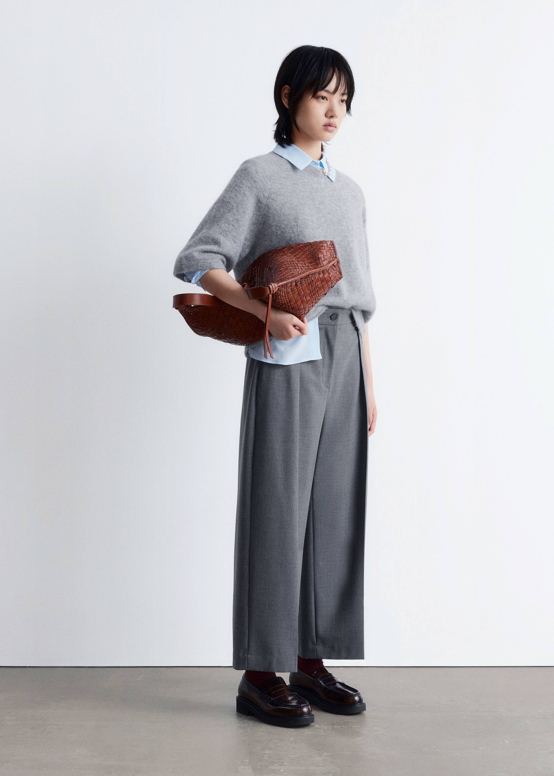 Visa större bild: Stickad topp i alpackablandning - Grå - DAM | H&M SE 3