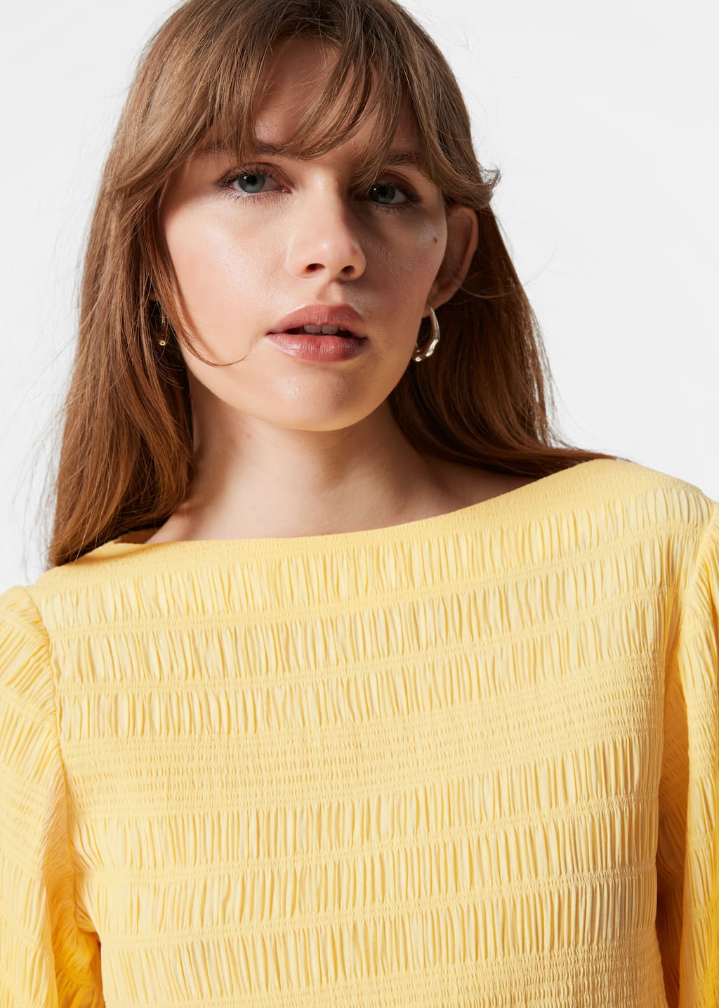 Smocked Boat-Neck Top - Pink - Lookbook