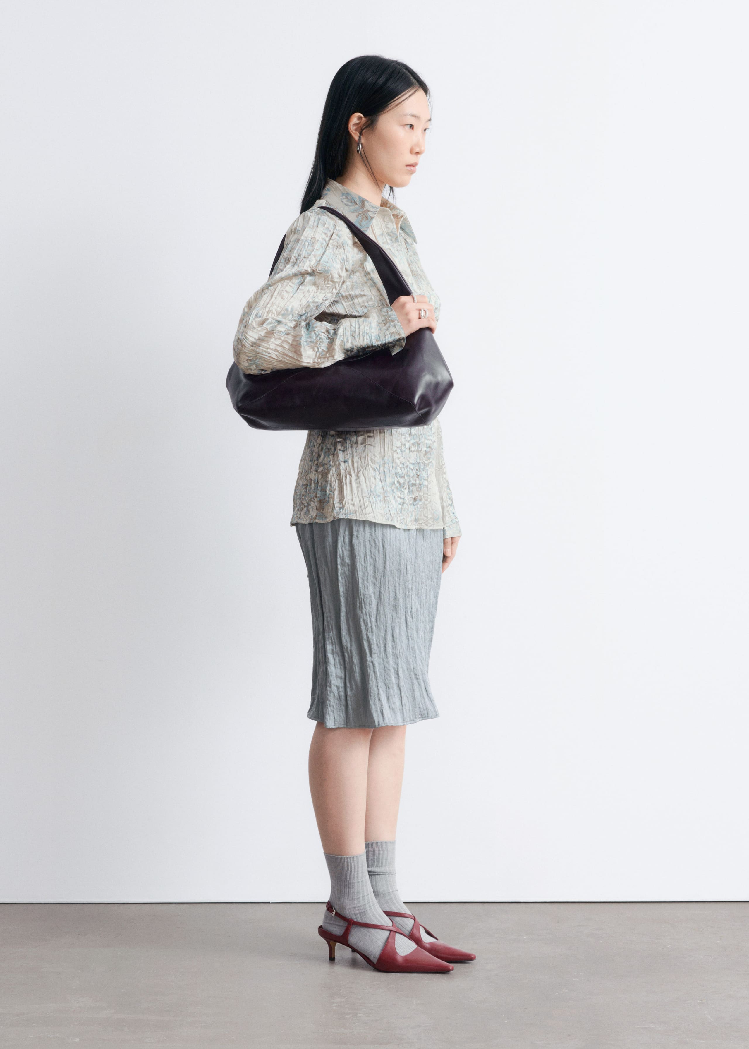 Image of Tie-Belt Crêpe Shirt