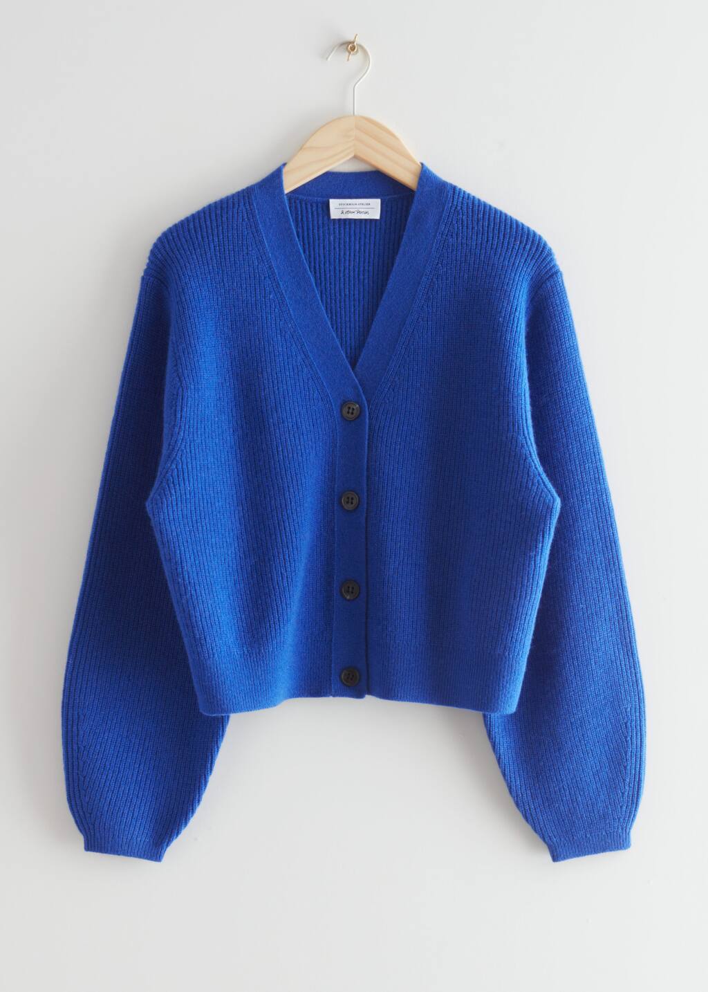 Boxy Wool Knit Cardigan - Bright Blue - Still Life