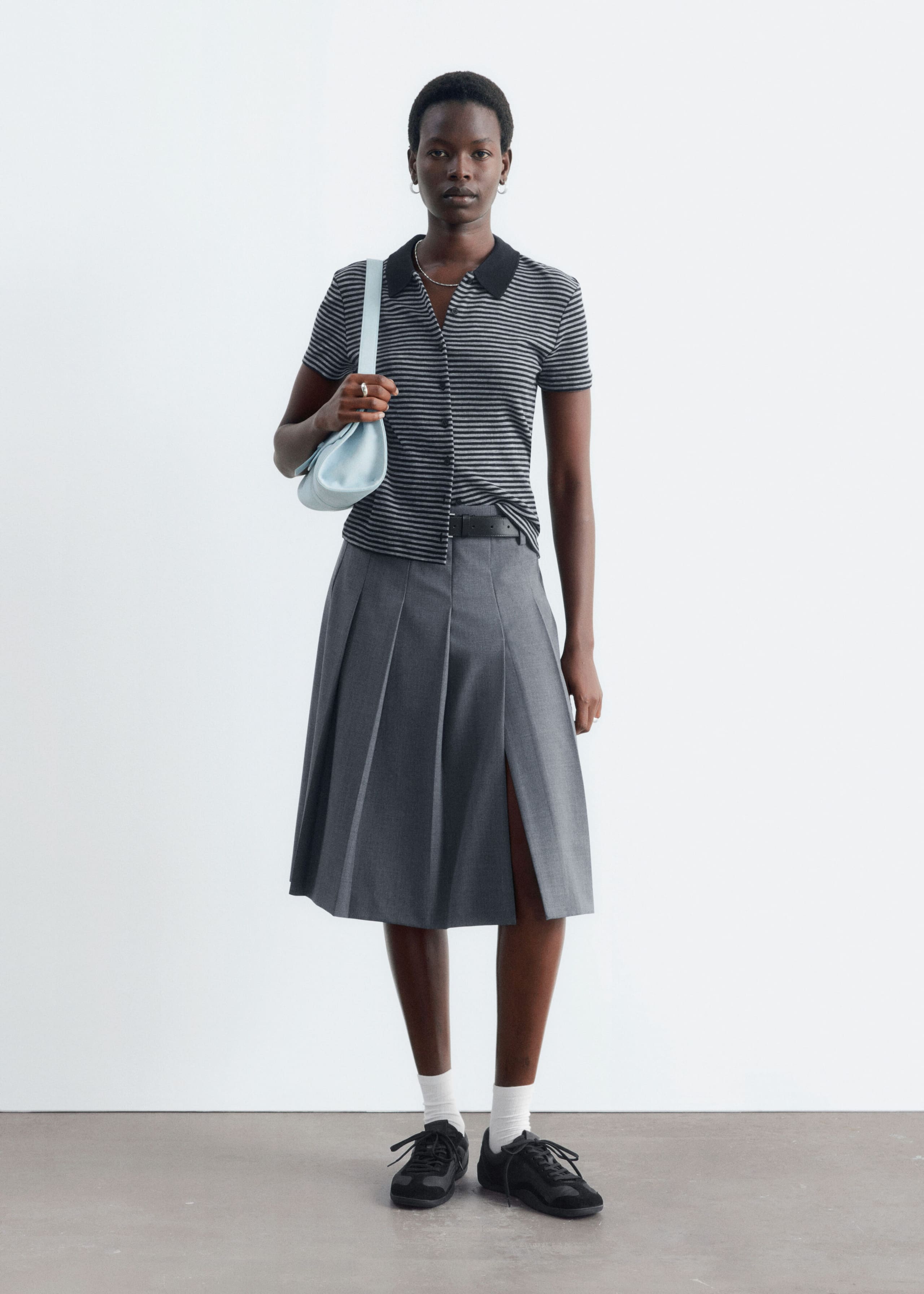 Pleated Skirt - Dark Grey - Lookbook