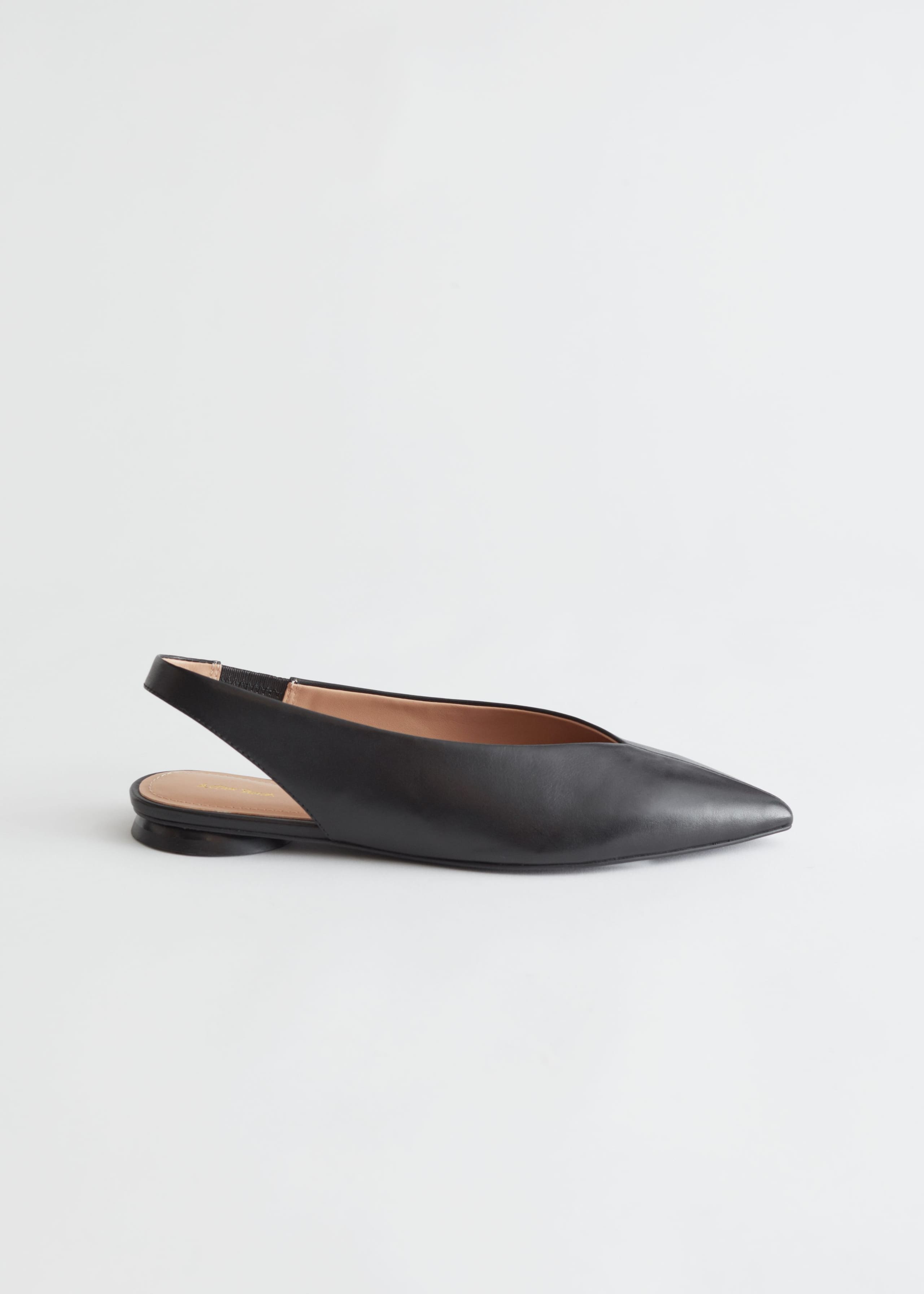 Pointed Leather Ballerina Flats