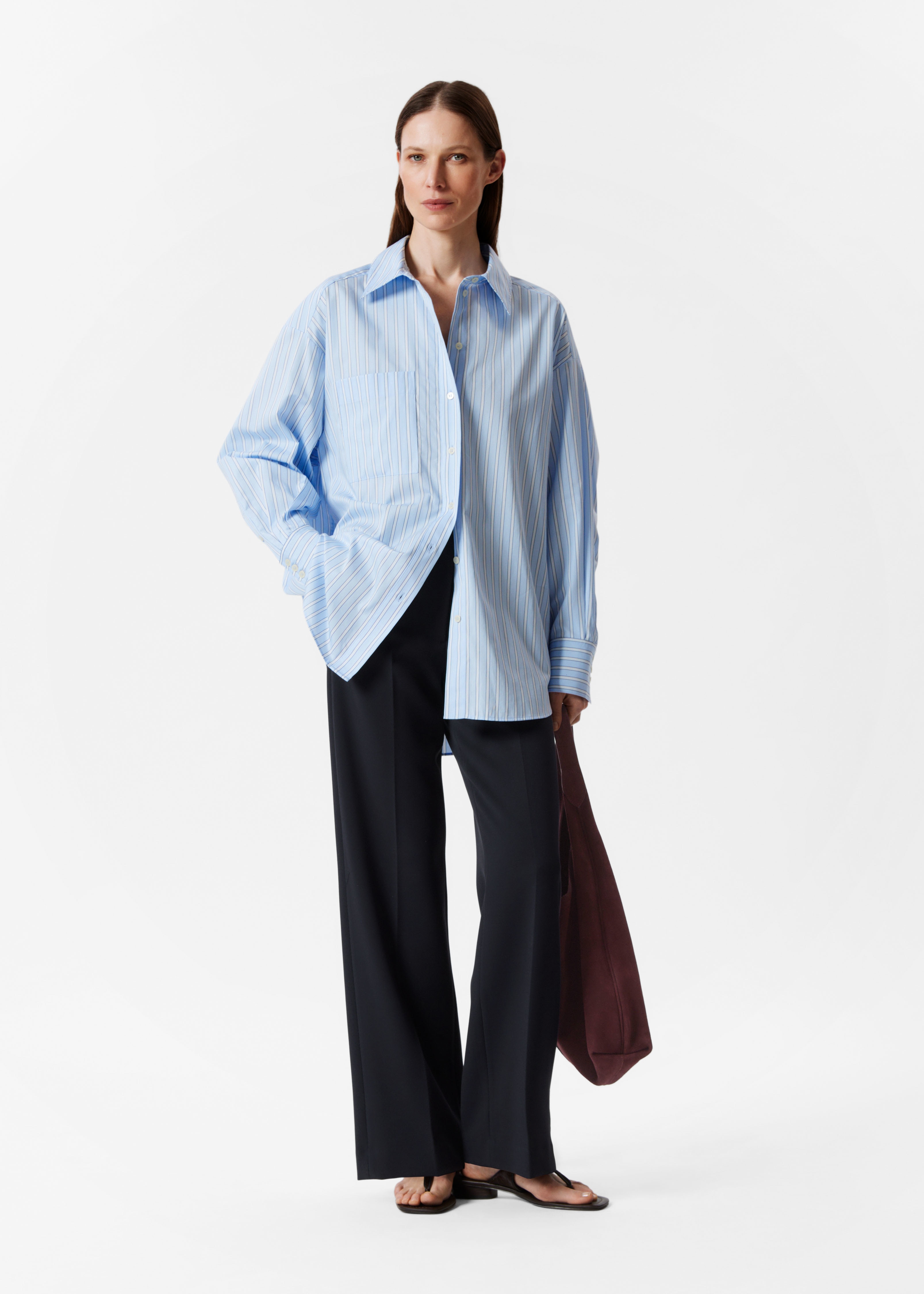 Wide Press-Crease Trousers - Marineblauw/Zwart/Donkerbruin/Crème/Donkerrood