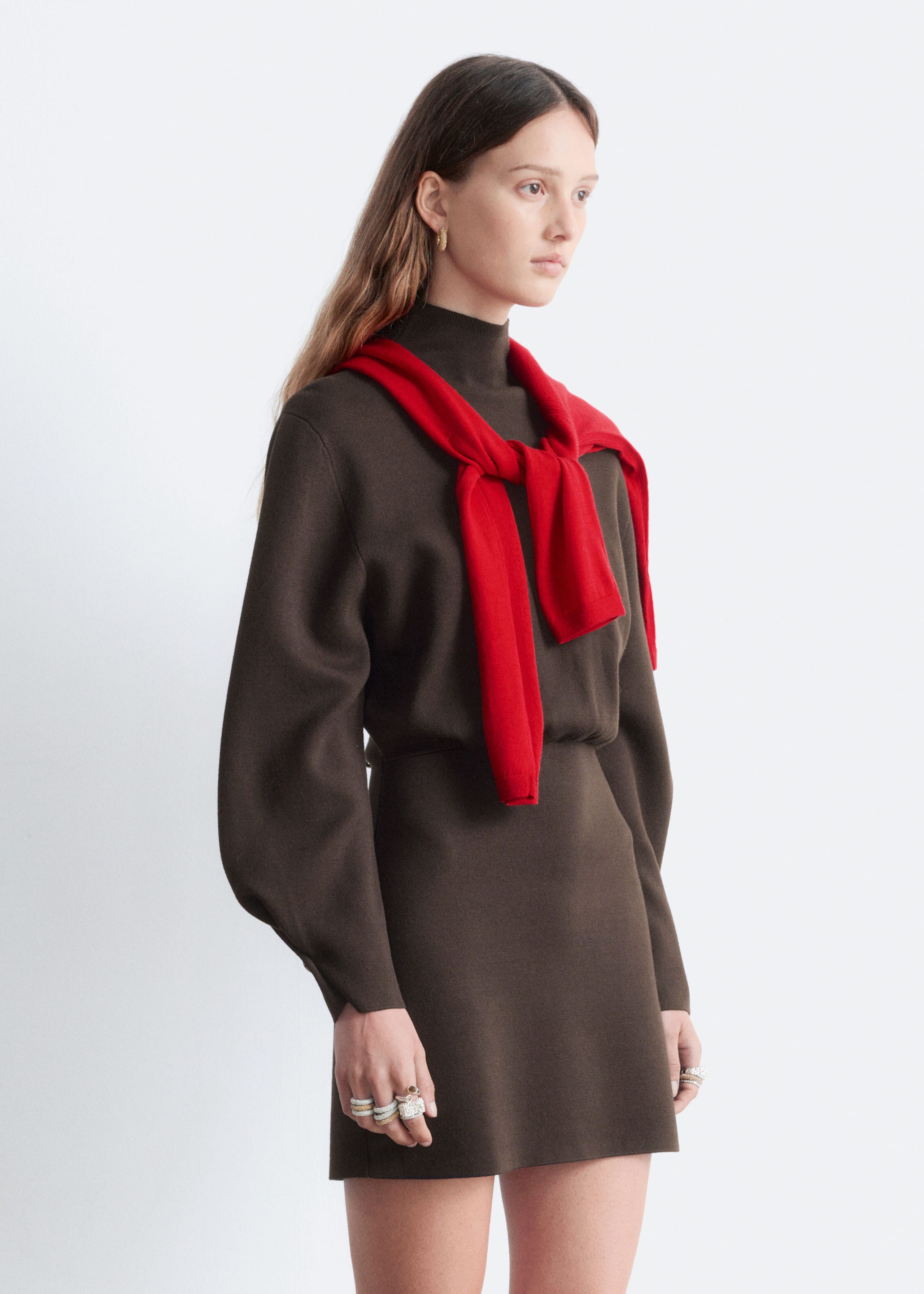 Image of Knitted Mock-Neck Mini Dress