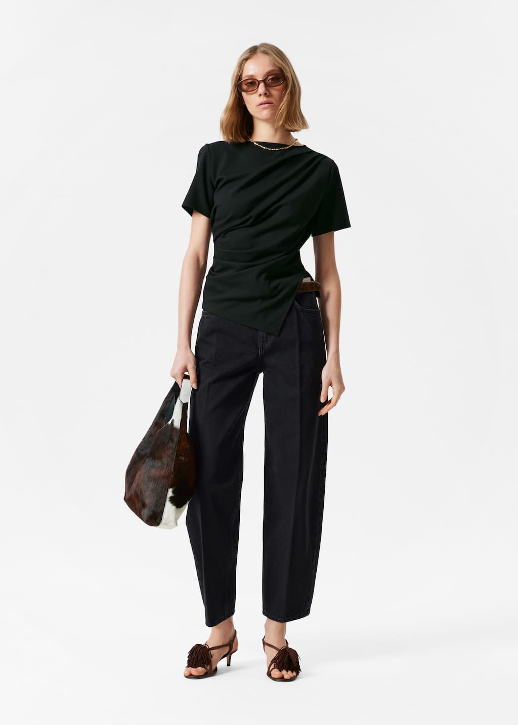 Image of Draped Asymmetric T-shirt