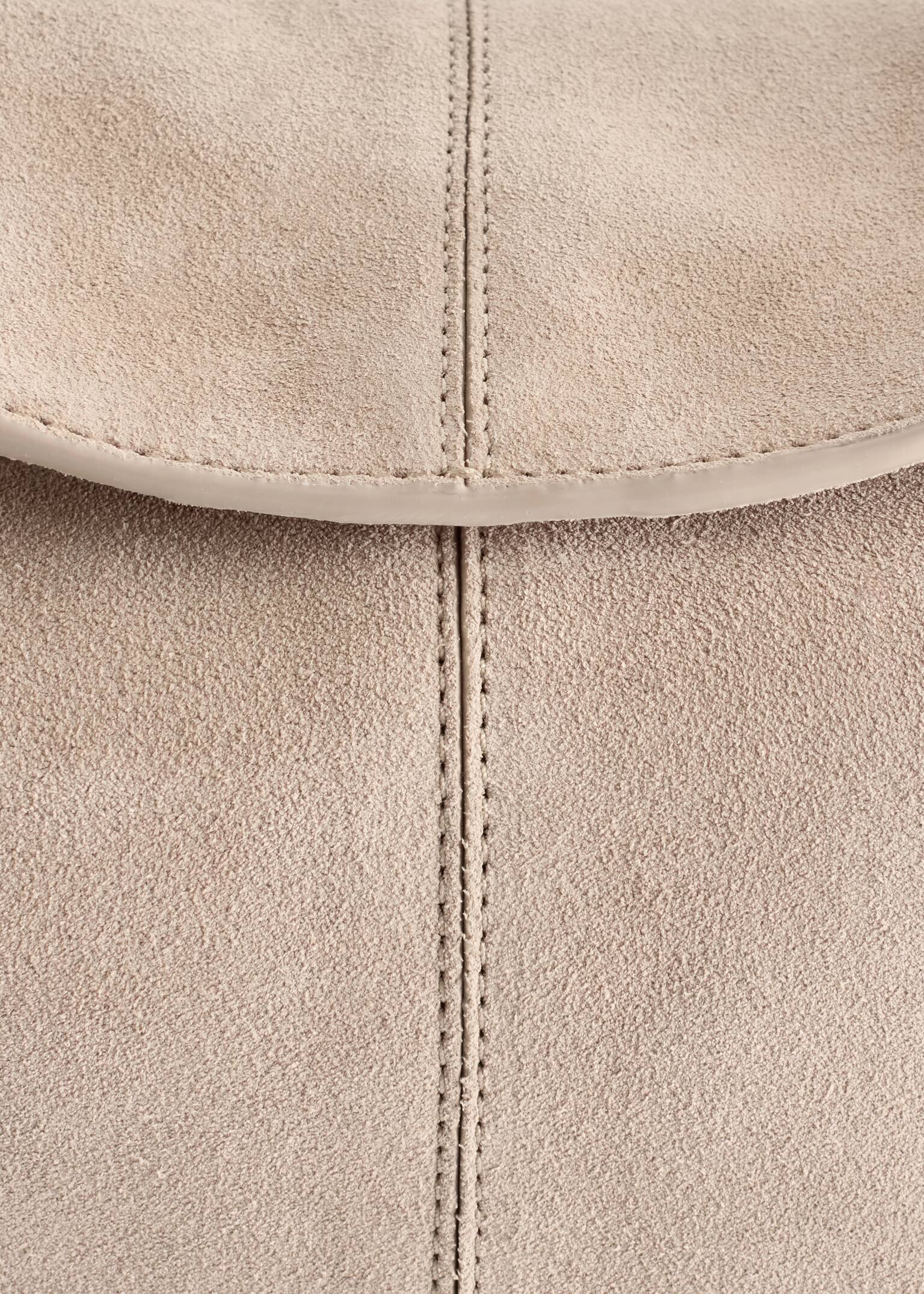 Stor skuldertaske i læder - Beige ruskind/Sort - 3