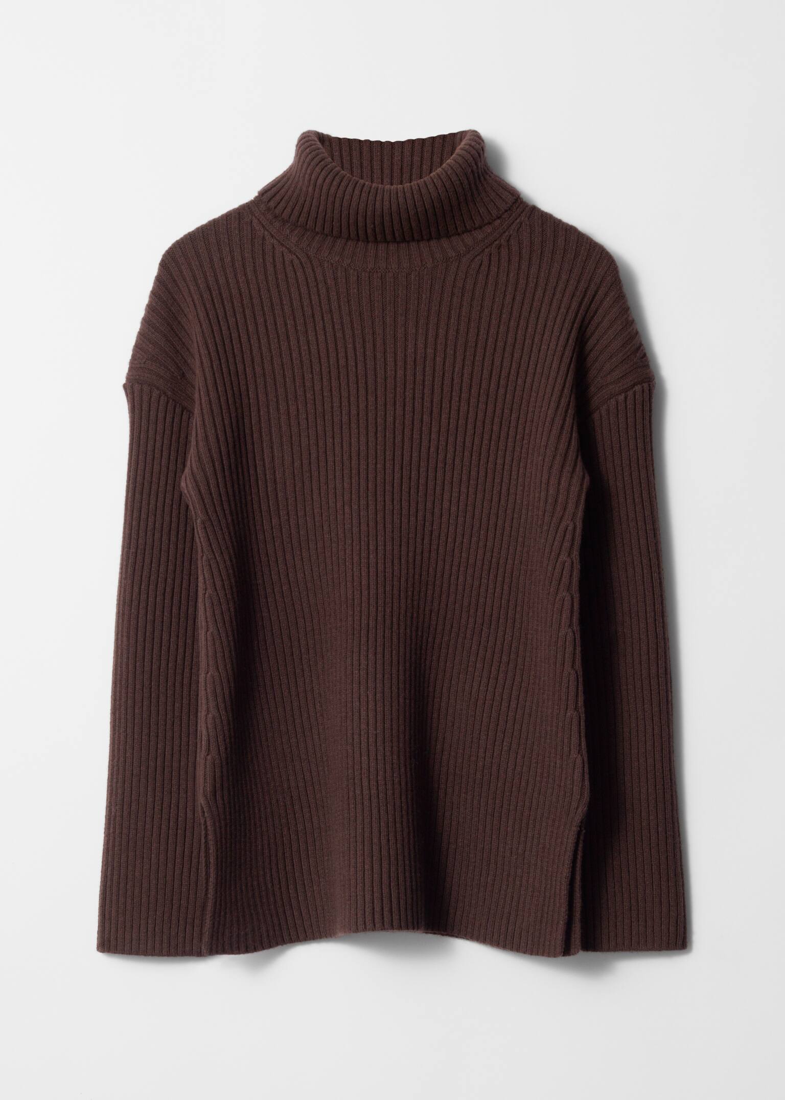 Turtleneck Wool-Knit Jumper - Brown