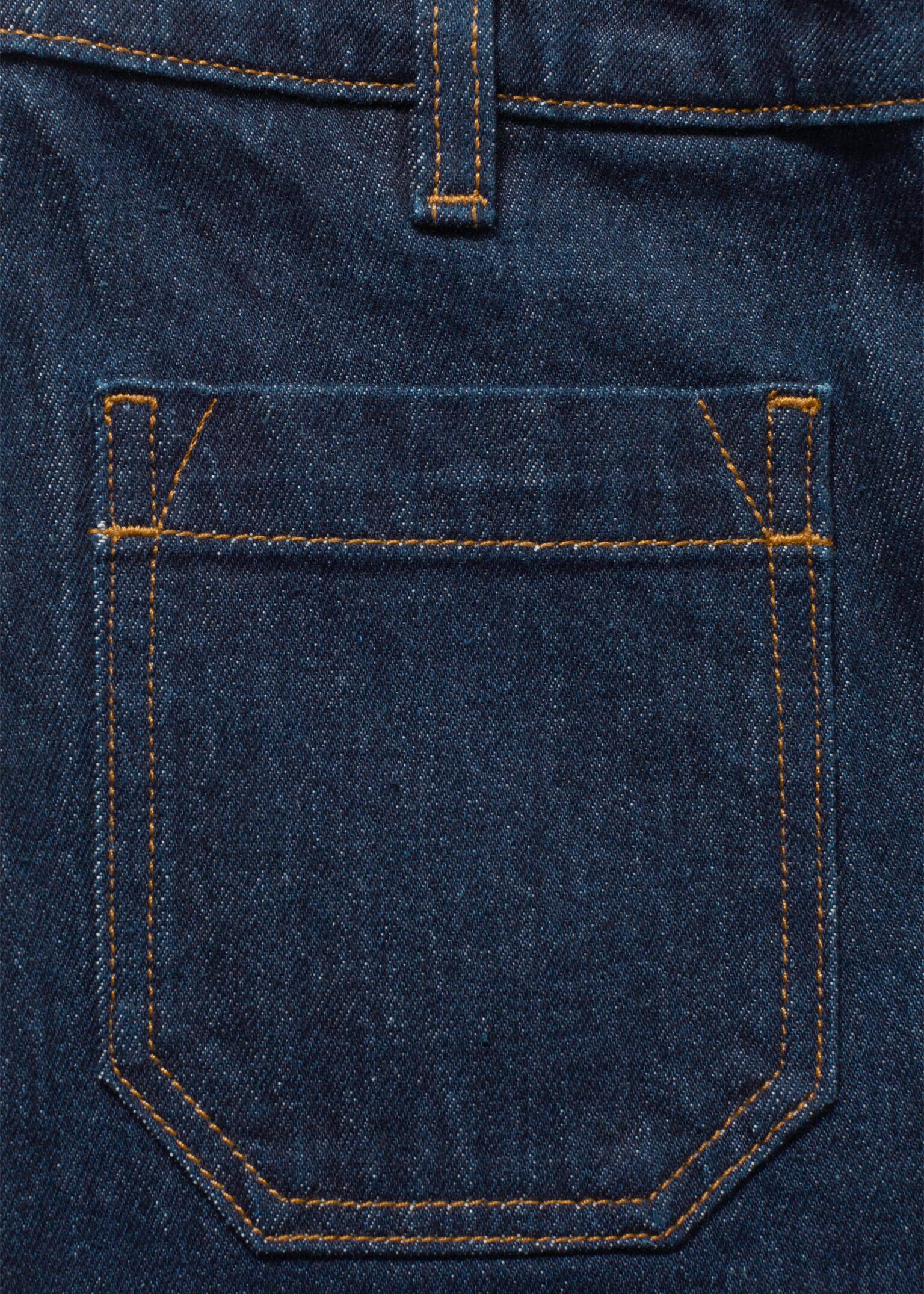 Pantaloni scurți din denim cu talie înaltă - Albastru închis - 4