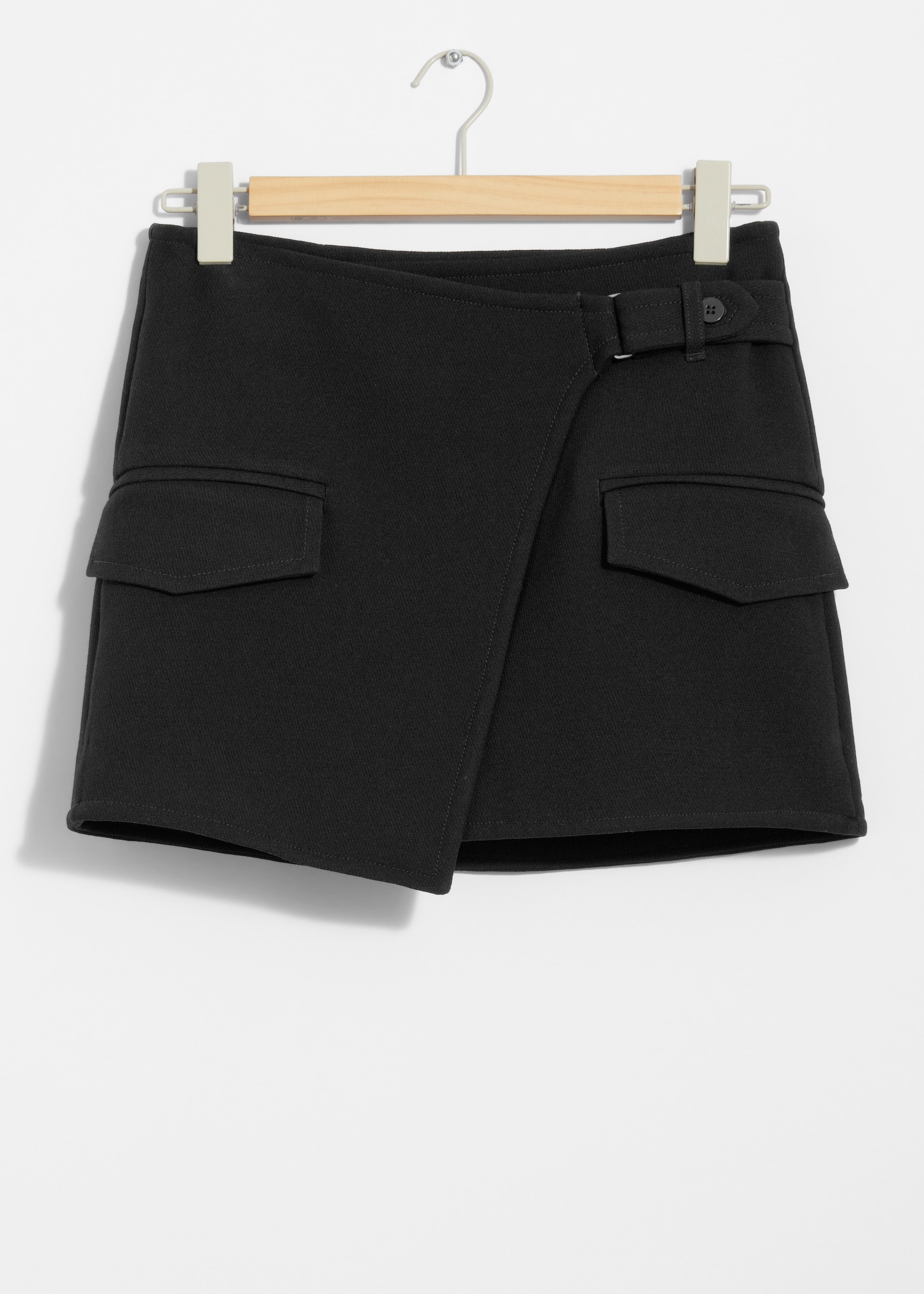 View larger image: Asymmetric Wrap Mini Skirt - Black - Ladies | H&M GB 1