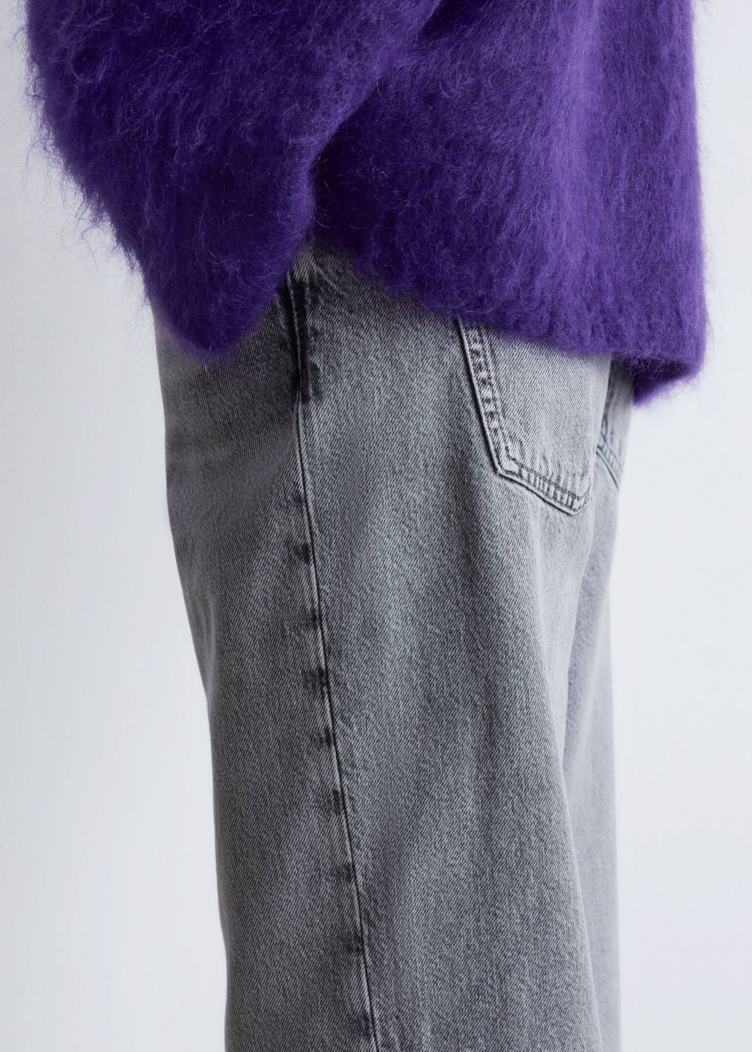 Дънки с прав крачол - Светло сиво - 3