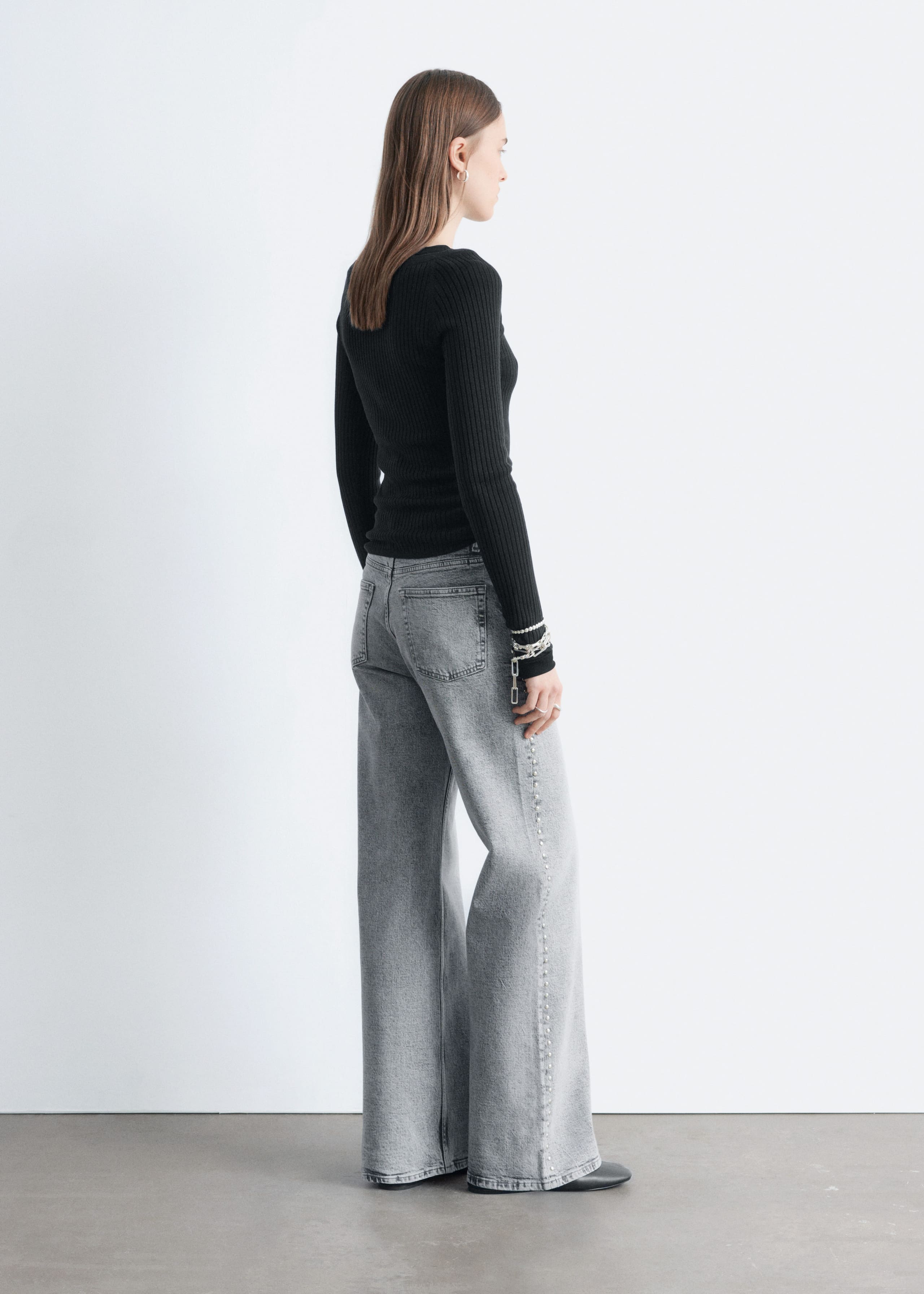 Image of Studded Wide-Leg Jeans