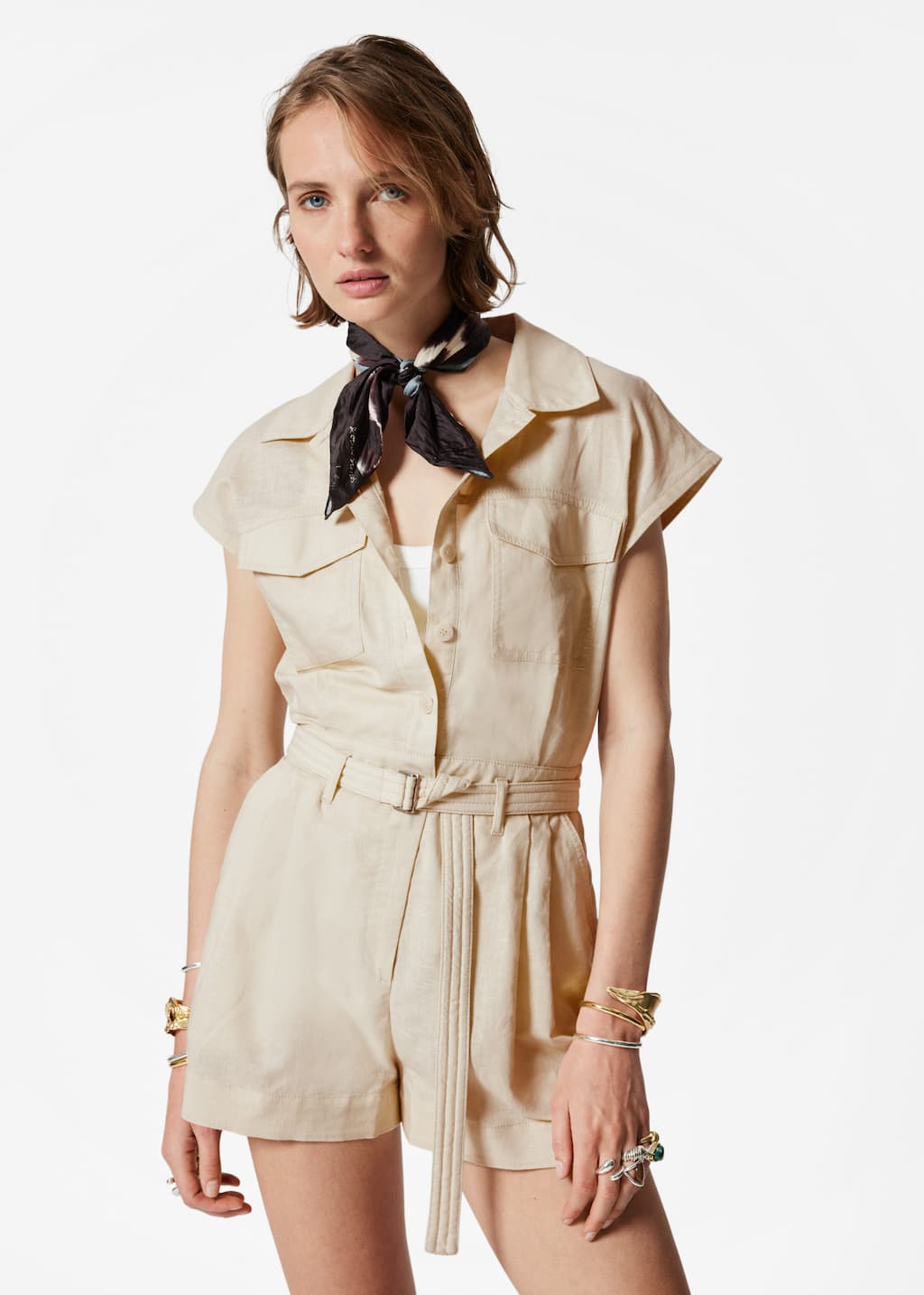 Combishort de style utilitaire - Écru - Lookbook