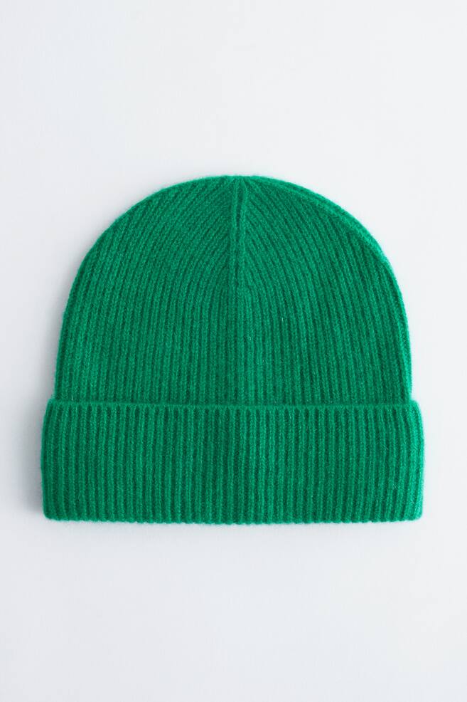 Cashmere Beanie - Teal Green/Cream - 1