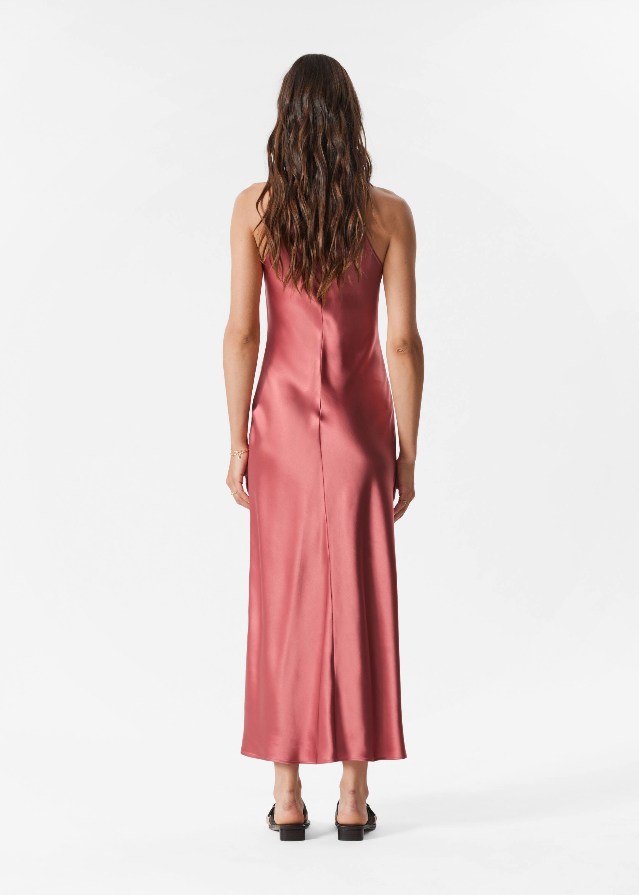 Vis større bilde: Ermeløs midikjole i sateng - Mørk rosa - DAME | H&M NO 3