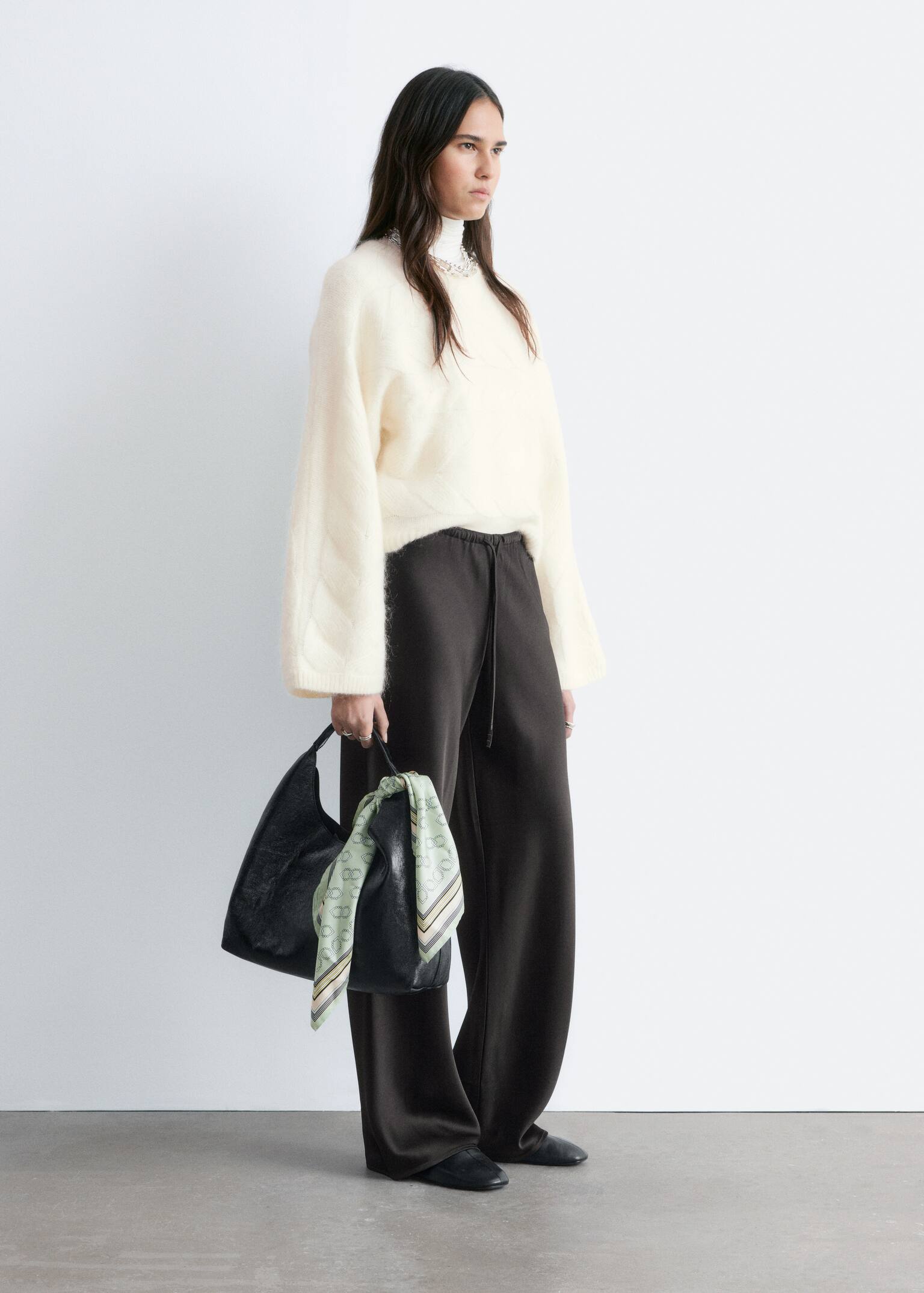 Mohair-Blend Cable-Knit Jumper - White/Grey - 4