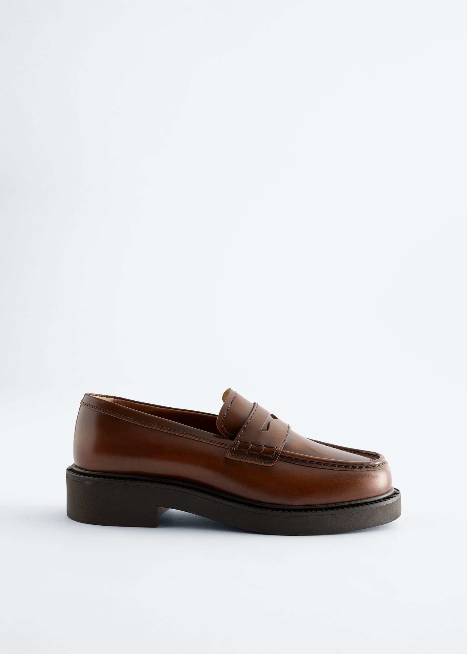 Chunky läderloafers - Brown/Black/Mörkbrun