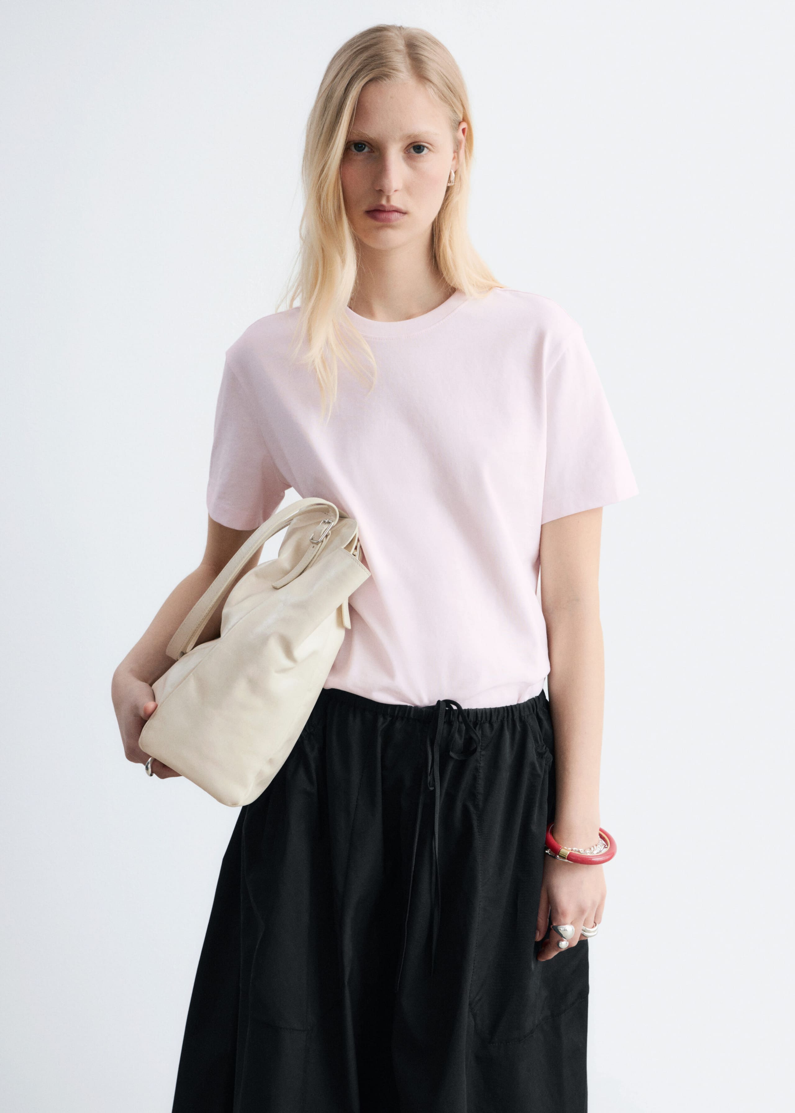 Image of Bawełniany T-shirt z okrągłym dekoltem