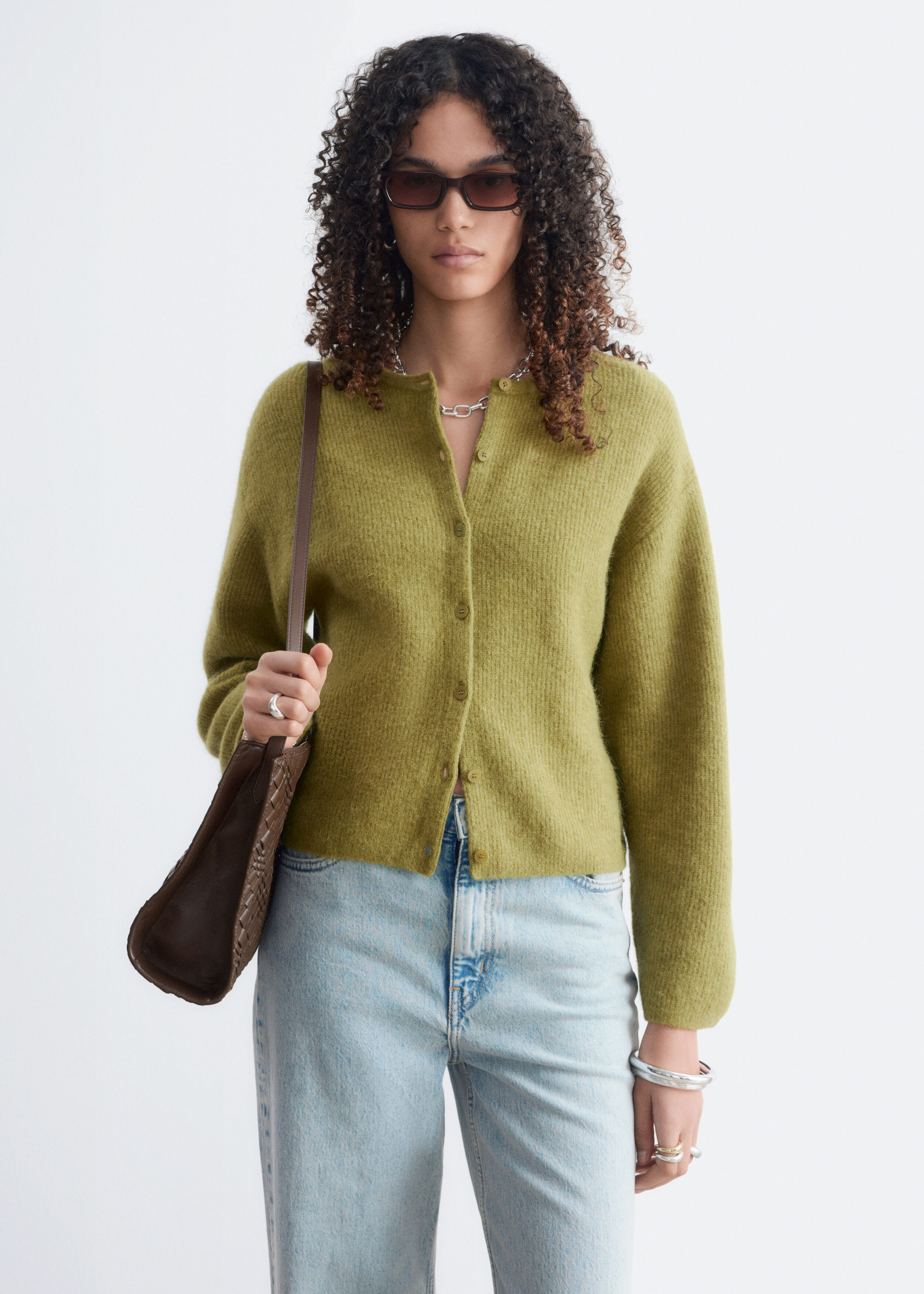 Alpaca-Blend Knitted Cardigan