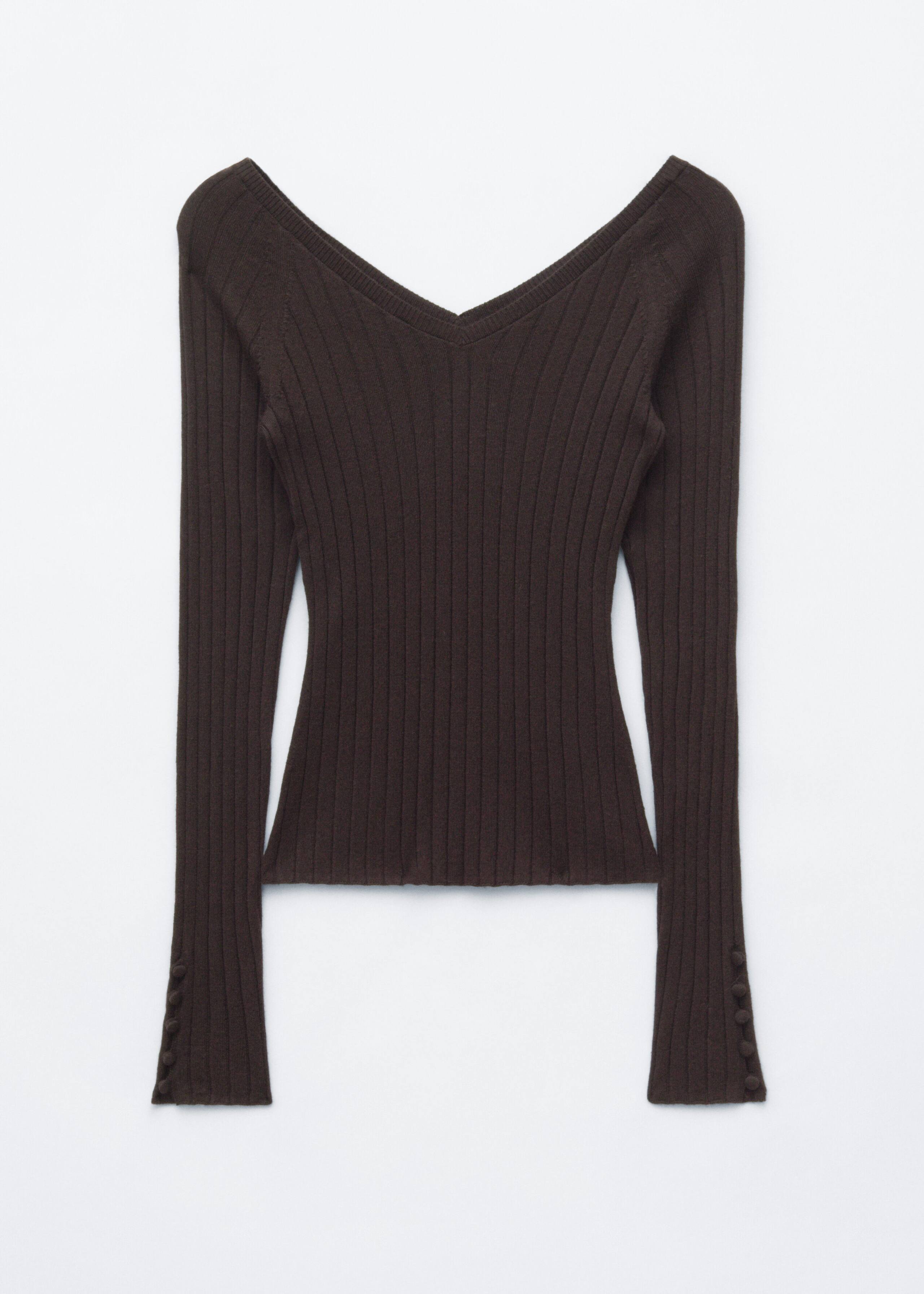 Ribbed Wool V-Neck Top - Light Blue - Still Life