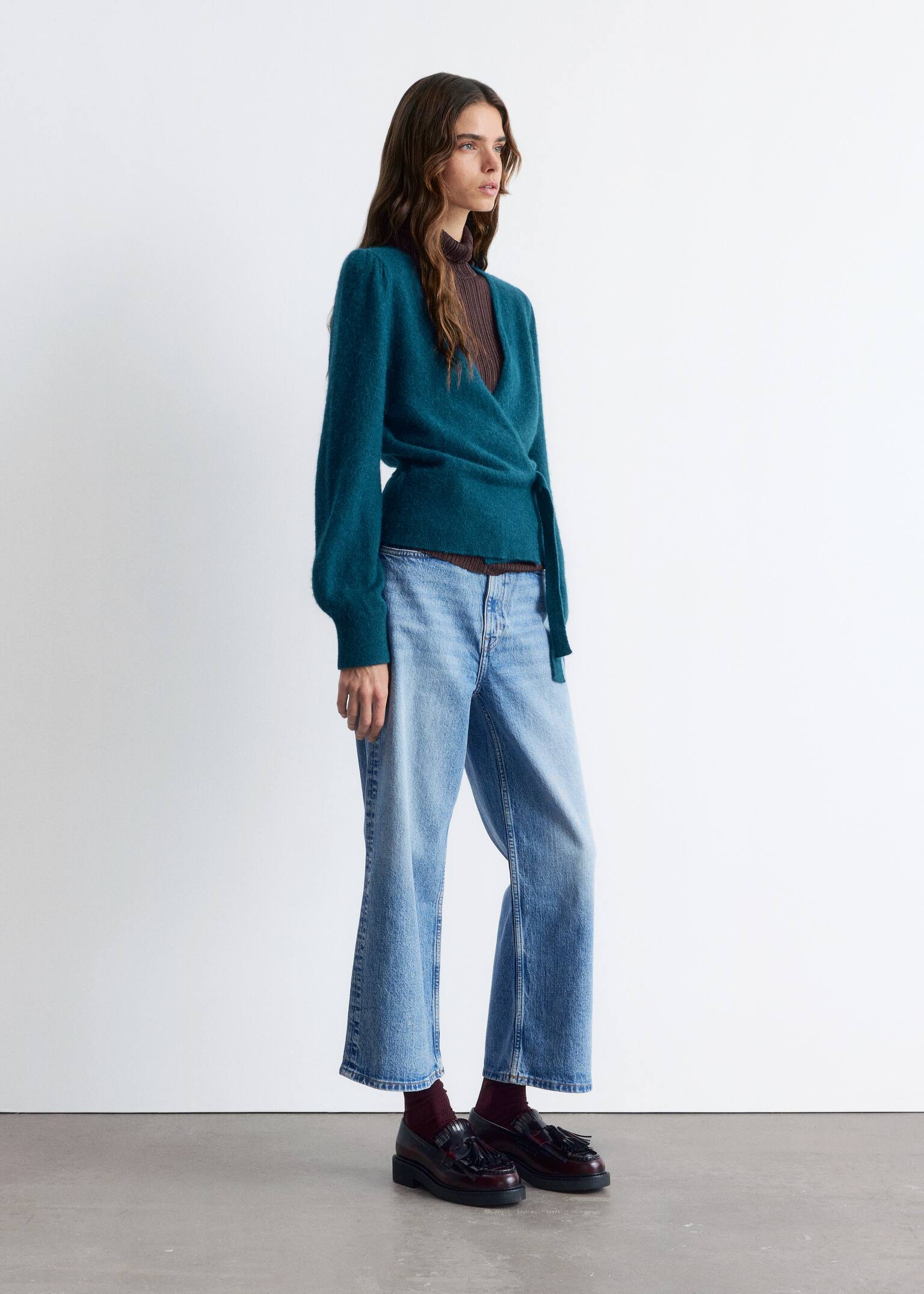 Mohair-Blend Wrap Cardigan - Petrol Blue/Light Blue/Beige/Cream/Dusty Pink/Black/Plum/Dark Brown/Beige - 3