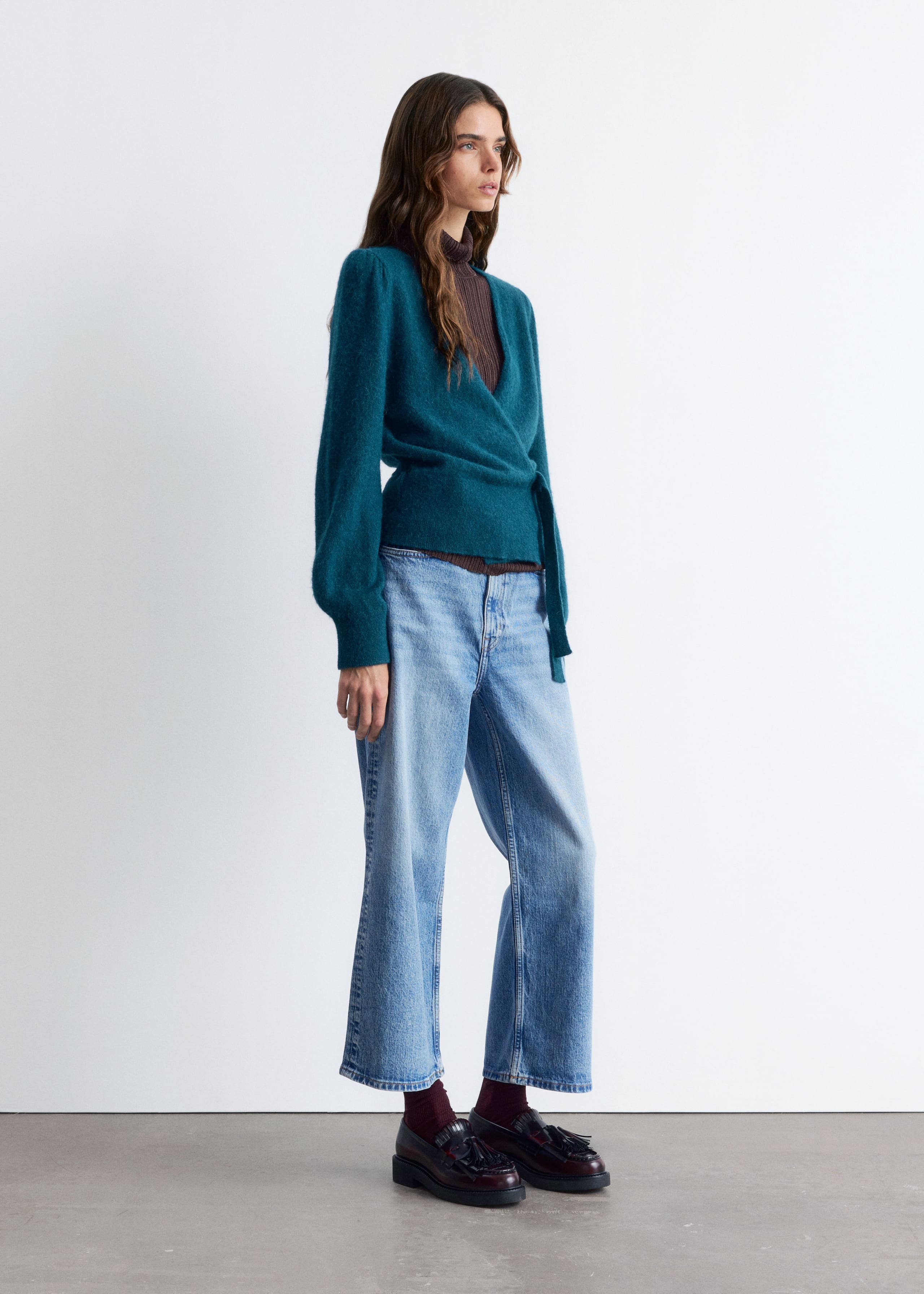 Image of Mohair-Blend Knitted Wrap Cardigan