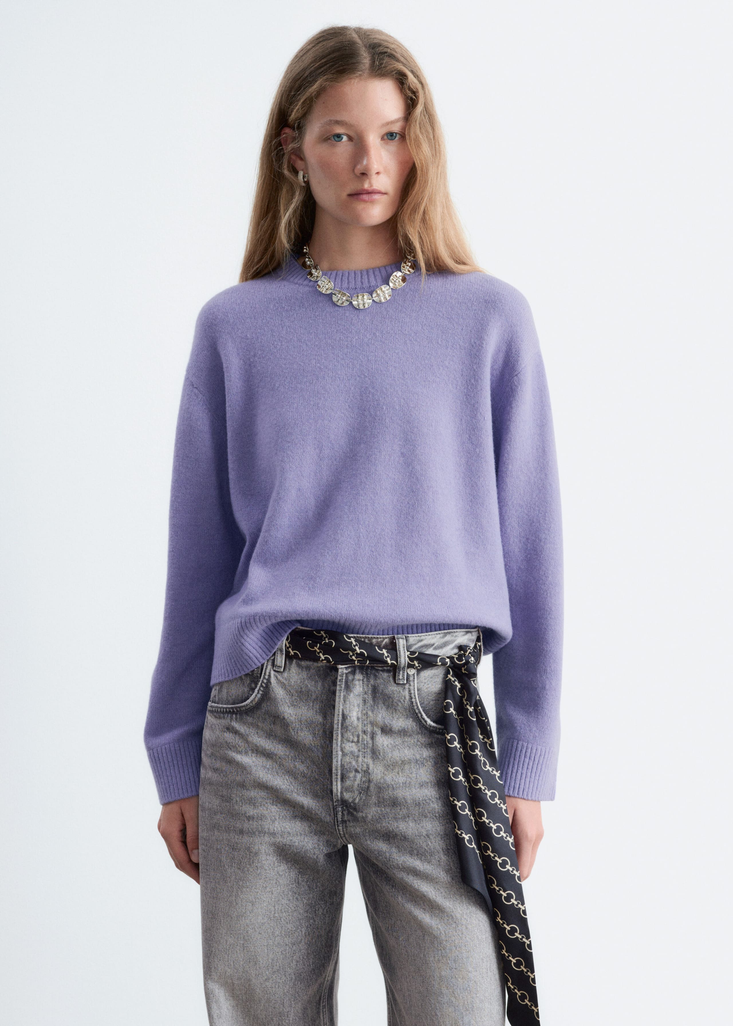 Kastenförmiger Strickpullover - Dunkelbraun - Lookbook