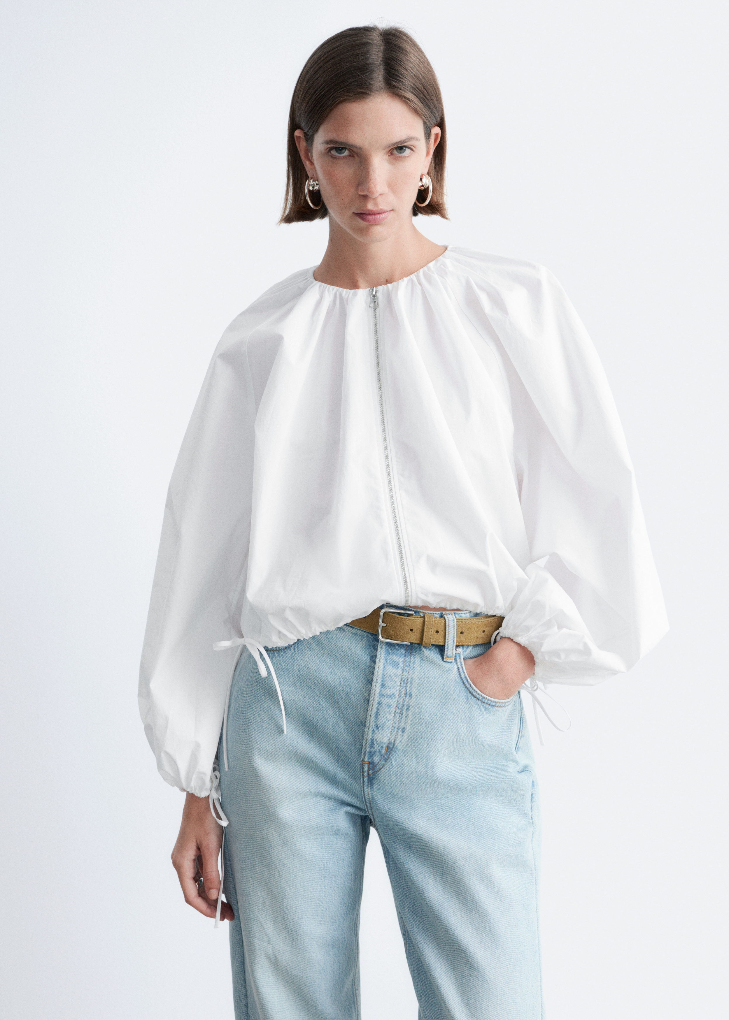 Cotton Poplin Zip-Front Blouse - White - & Other Stories US