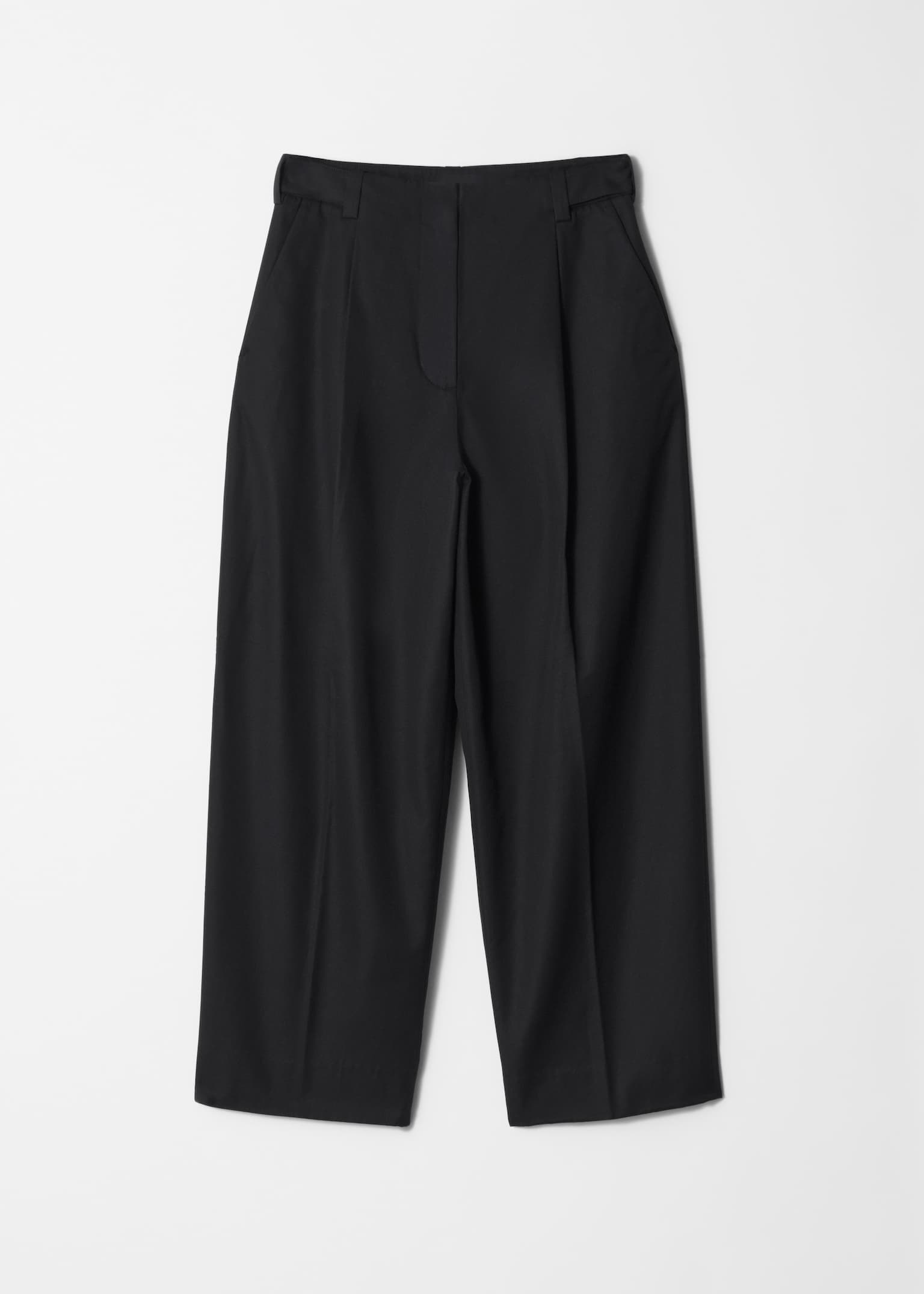 Taps toelopende broek met persplooien - Zwart/Beige