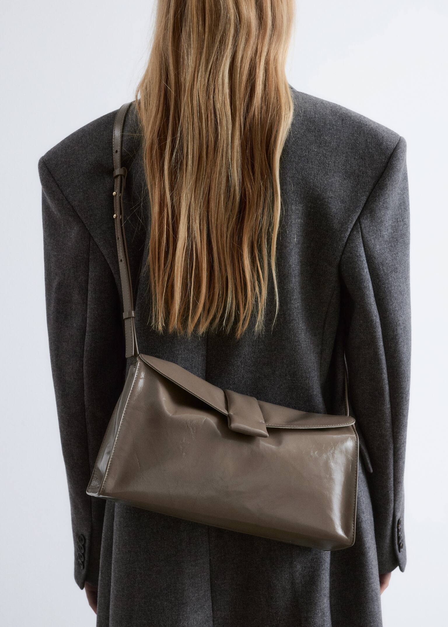 Bolsa em pele macia - Taupe/Preto/Cobra bege/Cobra castanho escuro