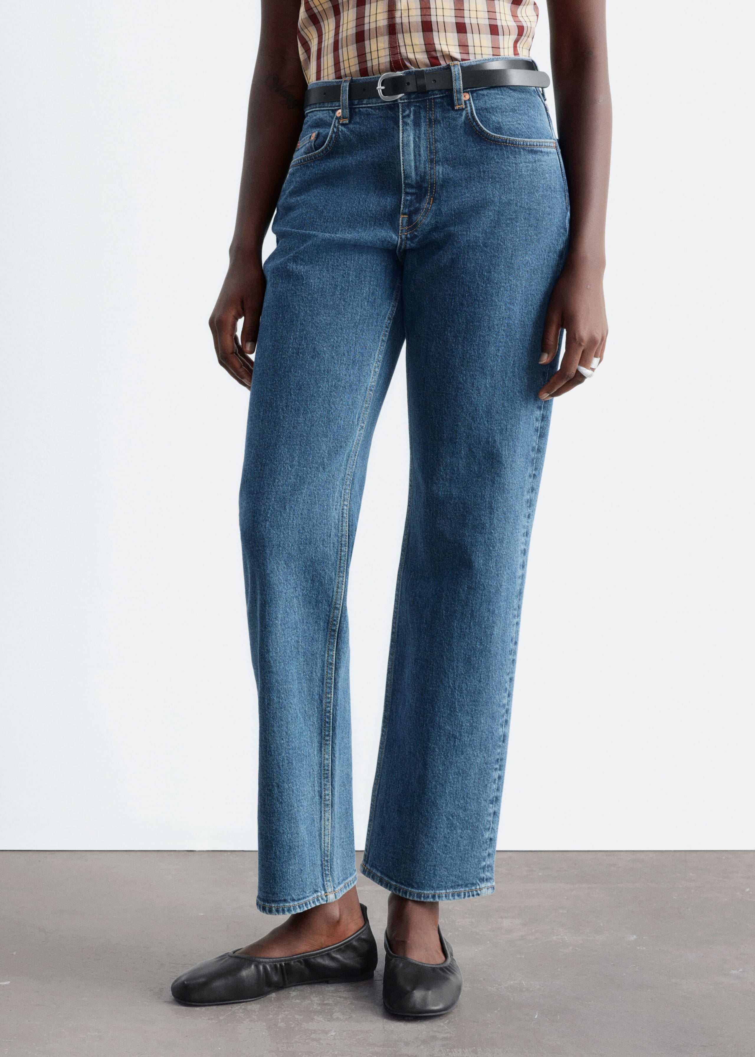 Cropped Slim-Leg Jeans - Mid Blue - Lookbook