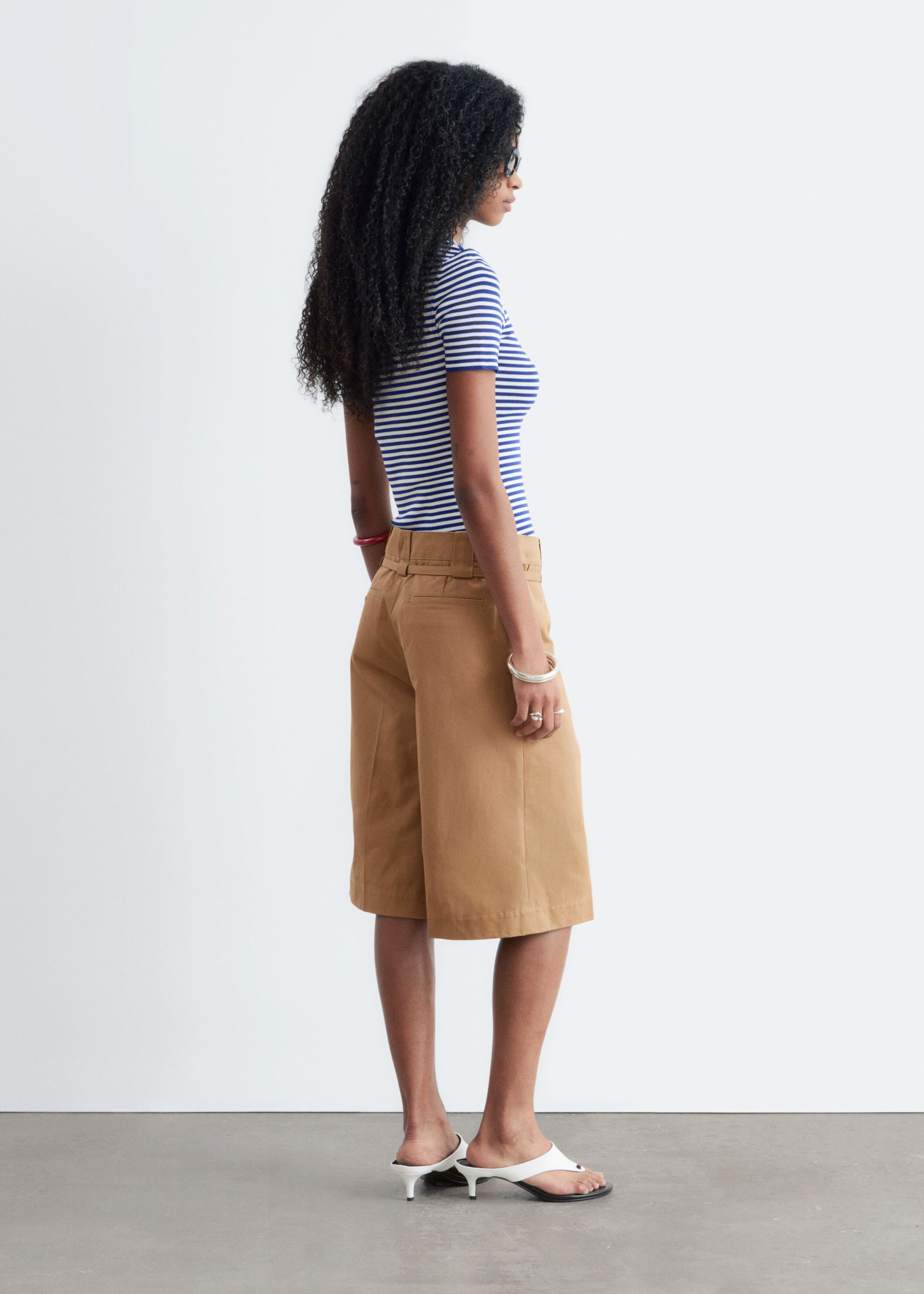 Belted Bermuda Shorts - Dark Beige - Still Life