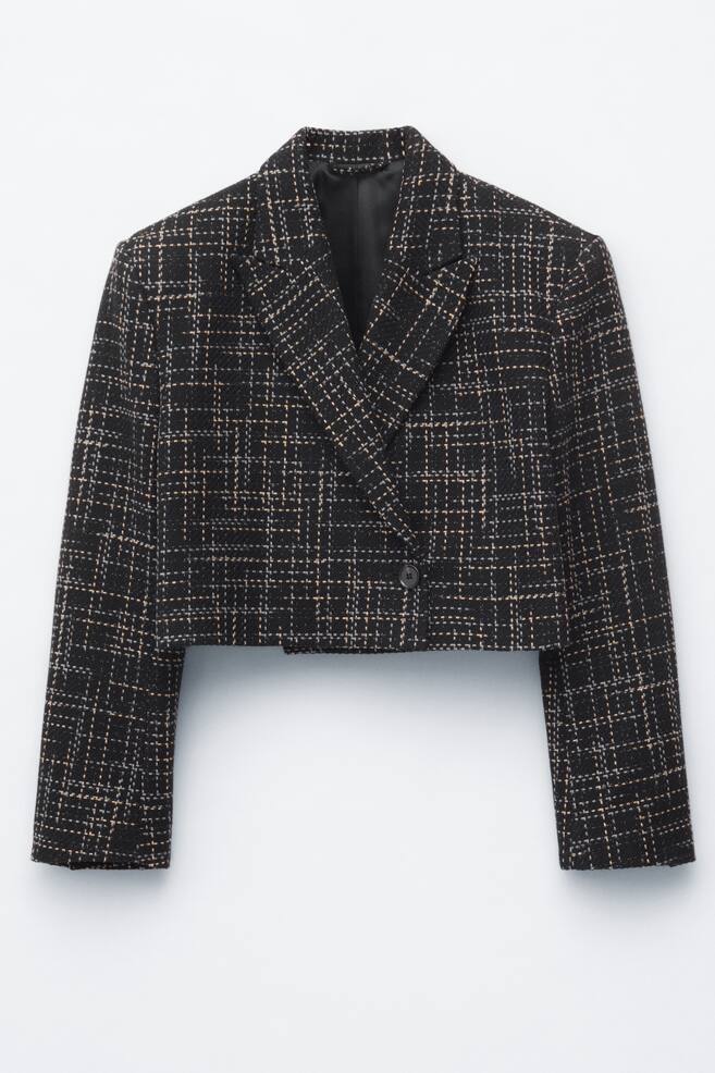 Verkürzter Blazer aus Baumwolle - Schwarz - 1
