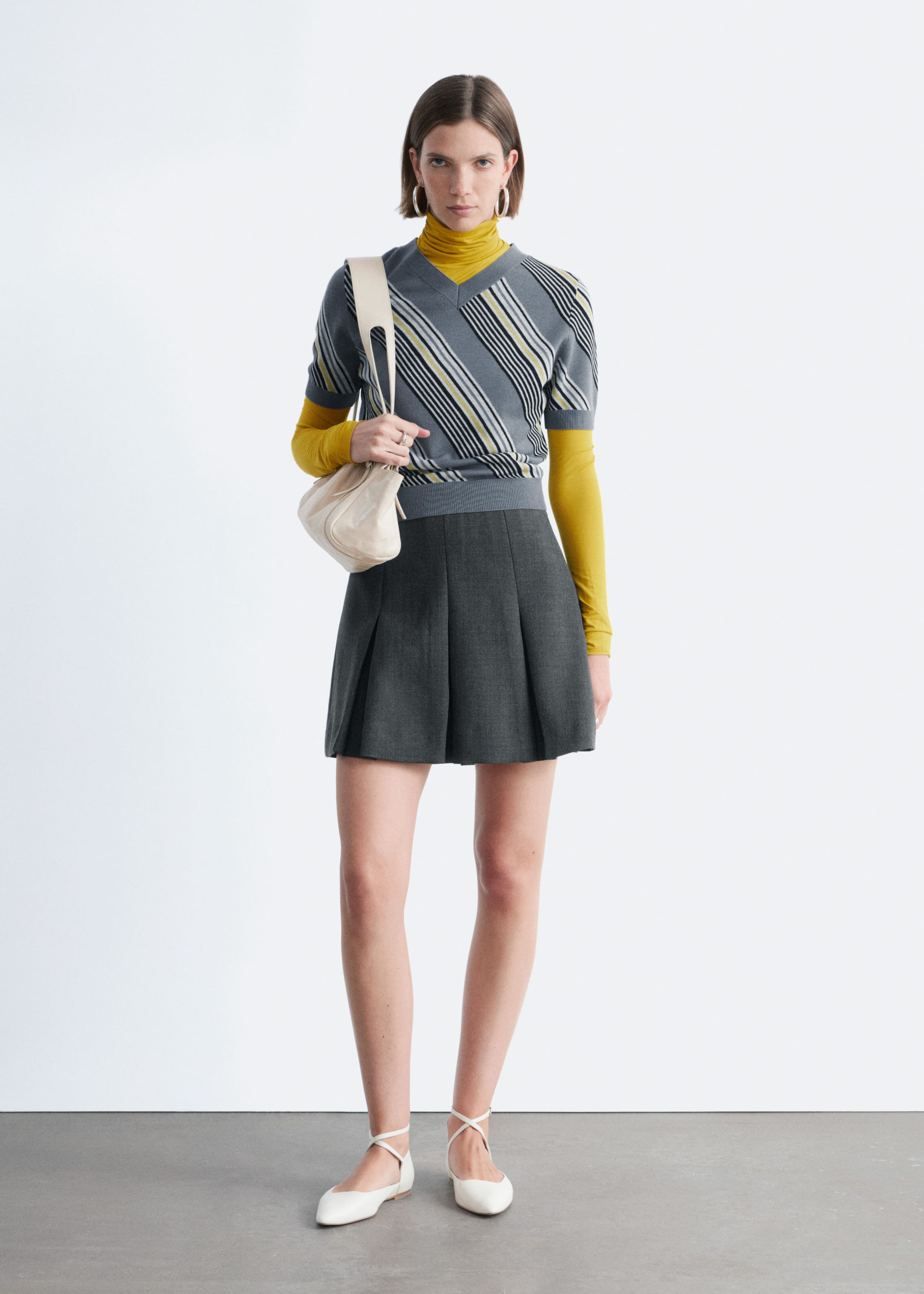Image of Pleated Wool Mini Skirt