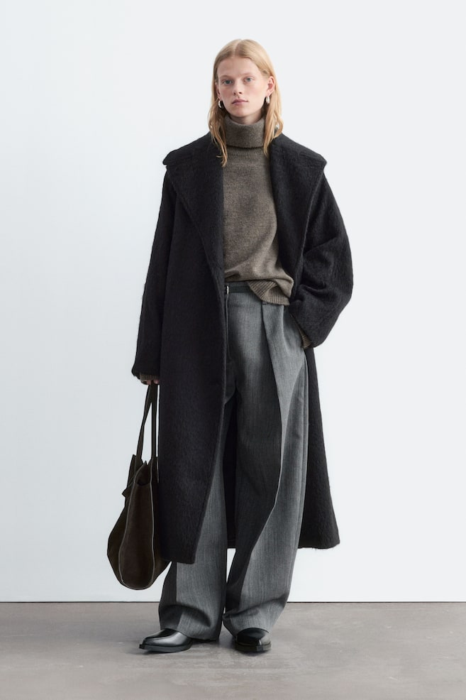 Oversized Wool Coat - Black - 1