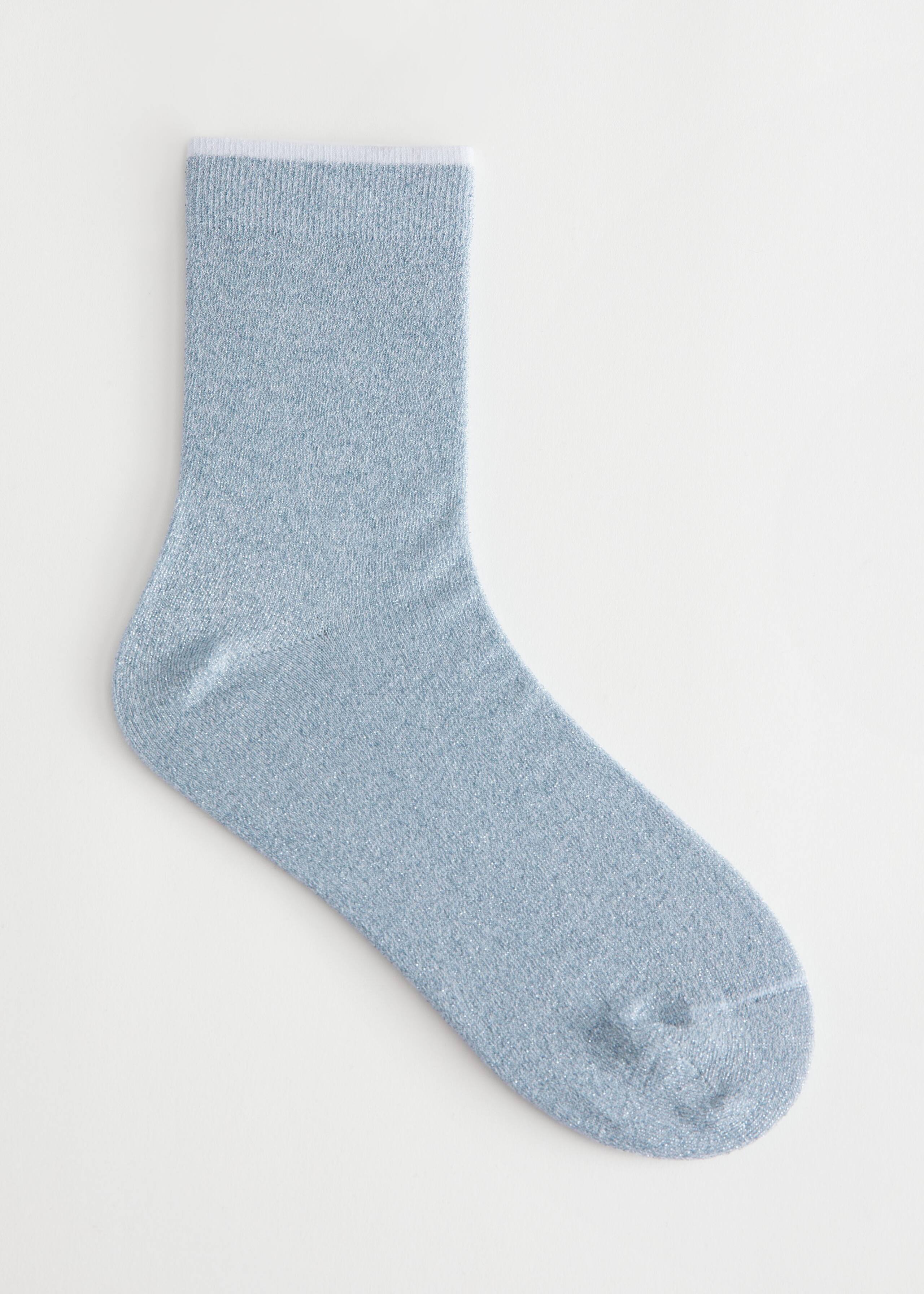 Glitter Lurex Ankle Socks - Light Blue - Still Life