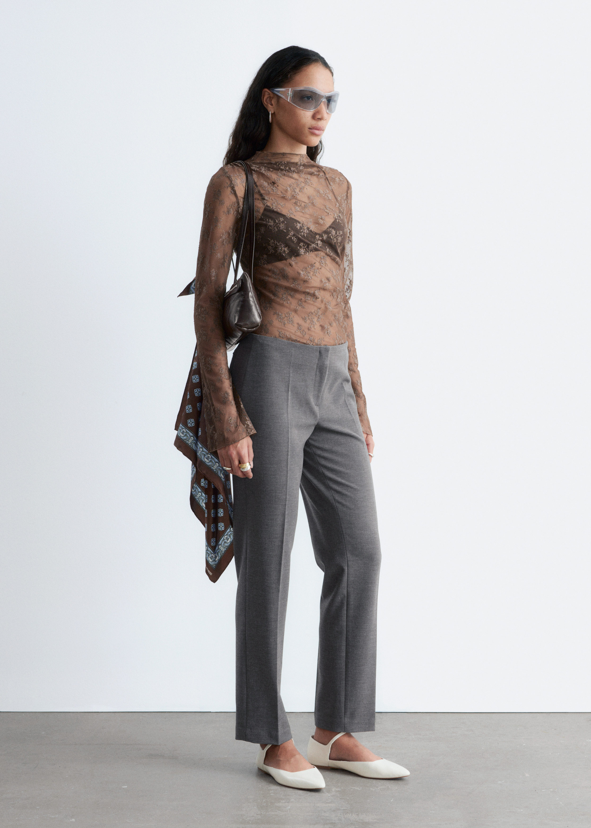 Long-Sleeve Lace Top - Dark Brown - & Other Stories US