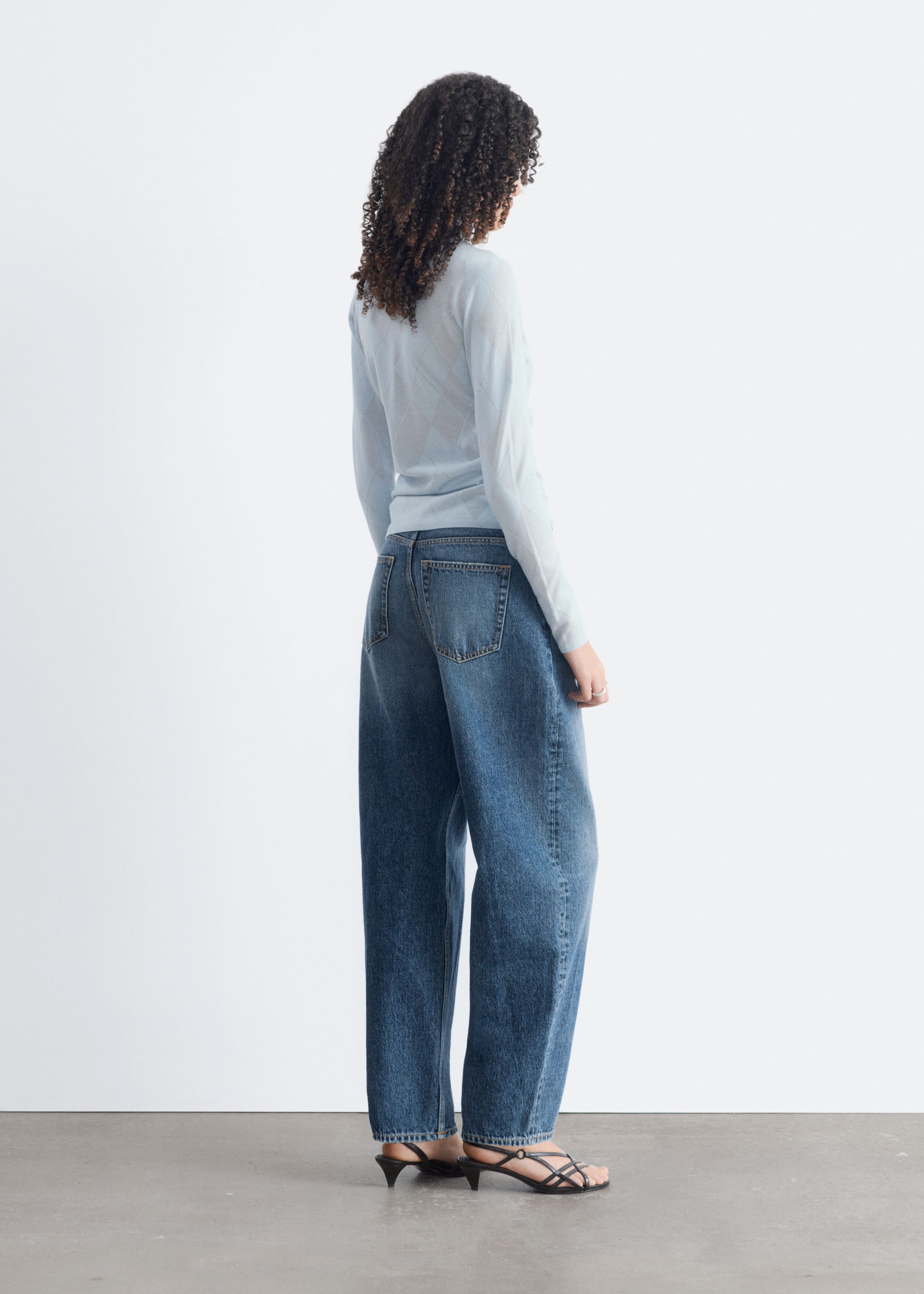 Mock Neck Wool Top - Light Blue - Lookbook
