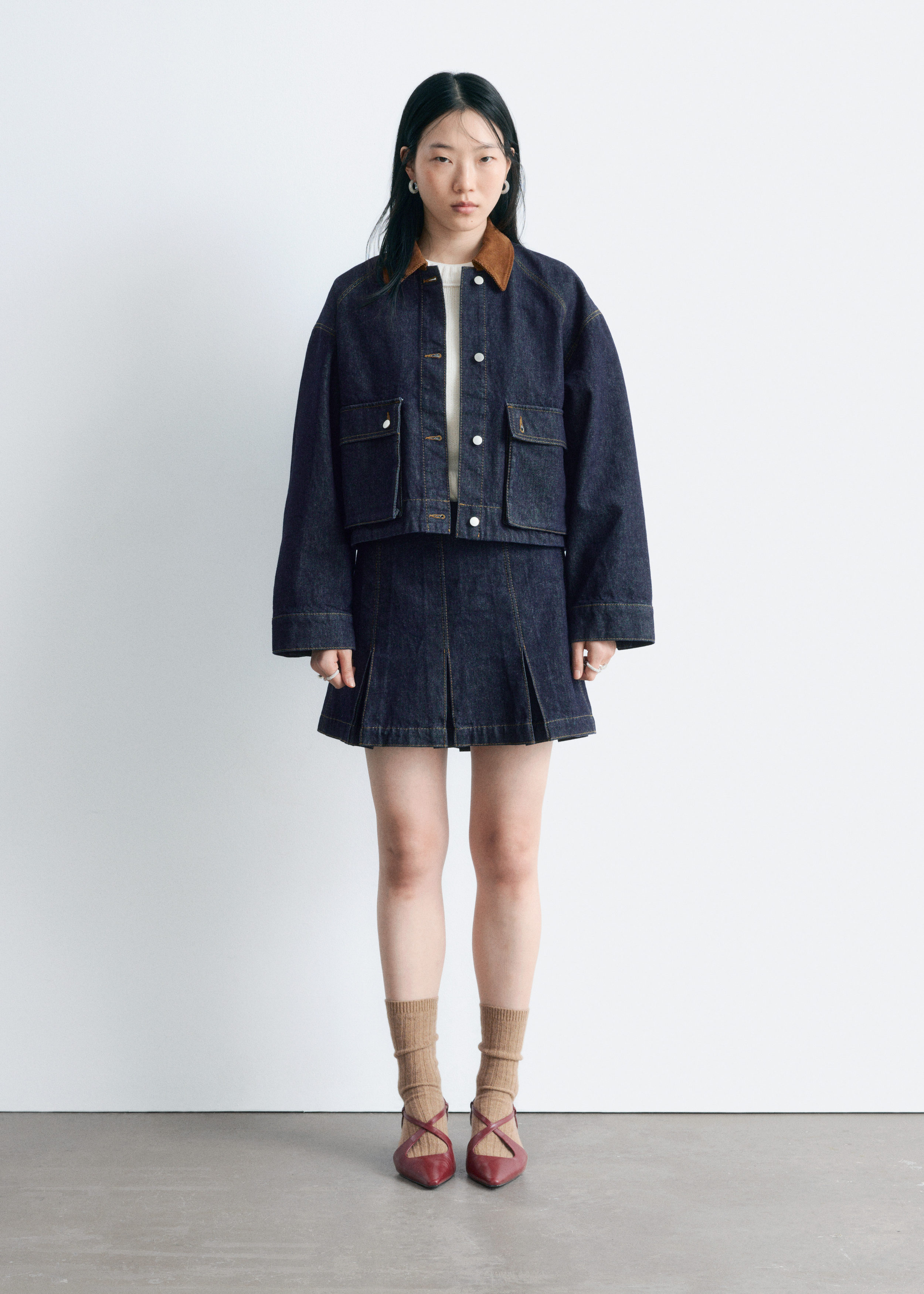 Short Cord-Collar Denim Jacket - Dark Blue - & Other Stories GG