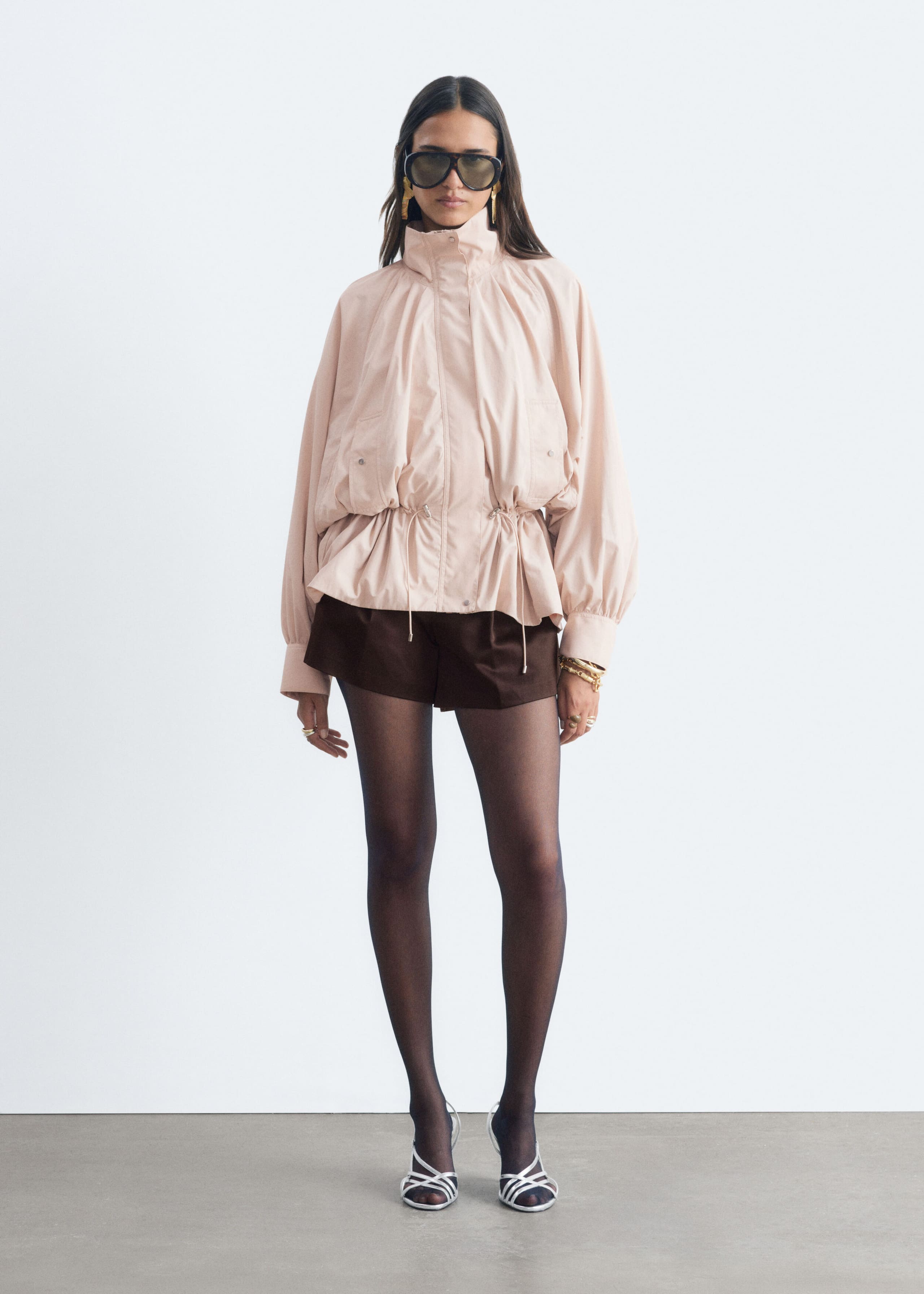 Nylon Funnel-Collar Jacket - Light Beige - Lookbook