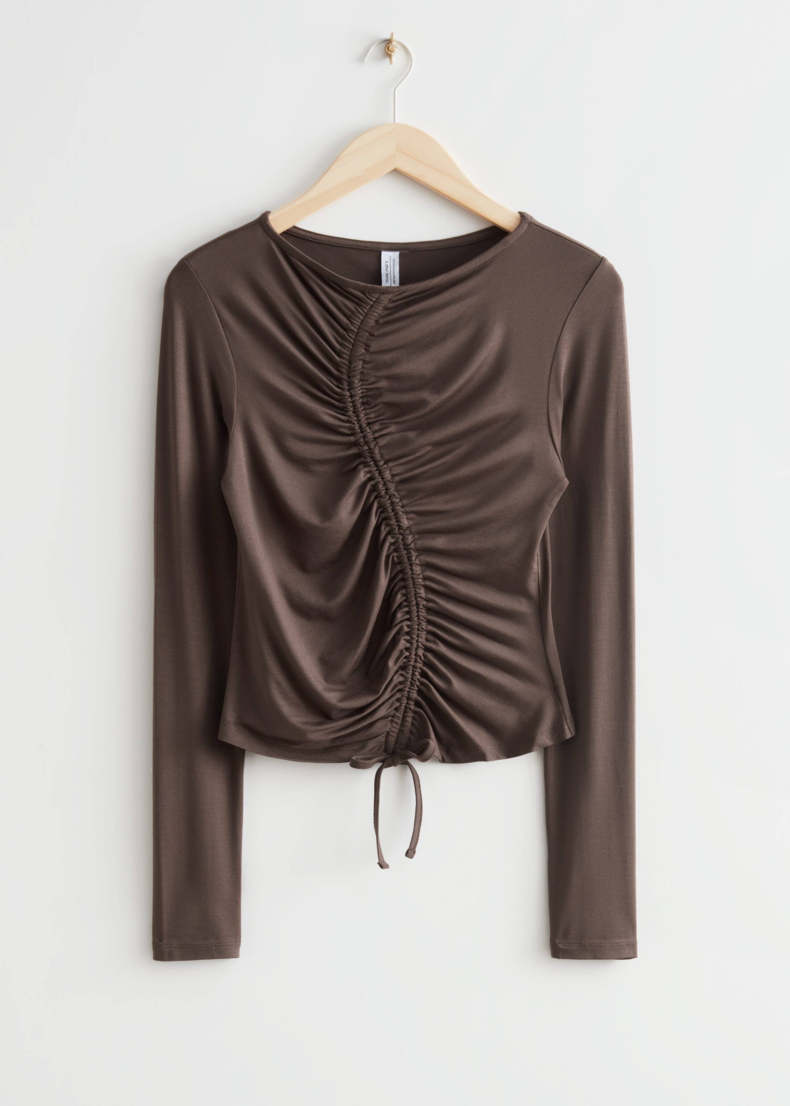 Fitted Ruched Top - Dark Brown - Natura morta