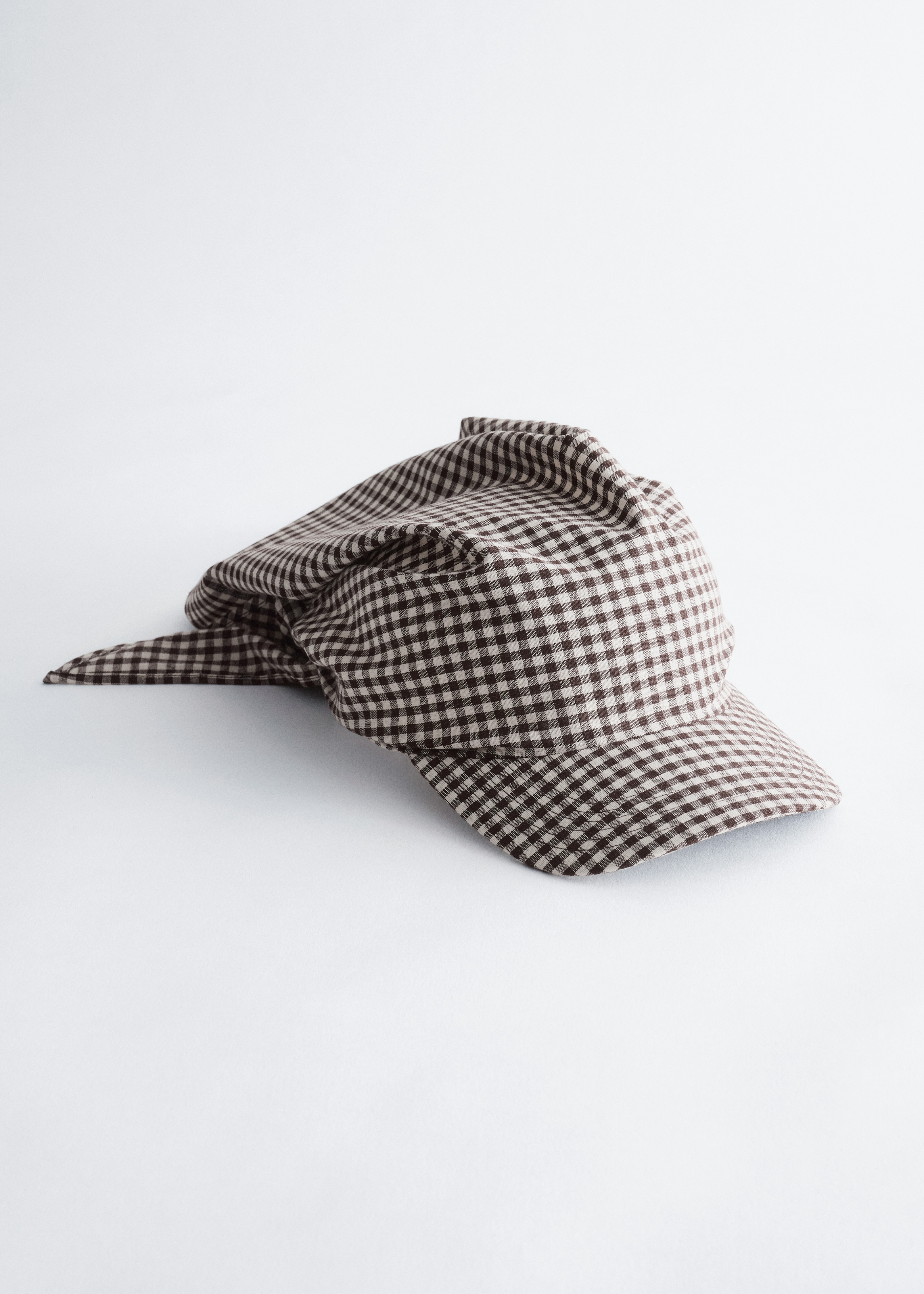 Cotton Scarf Cap - White/Brown/Brown