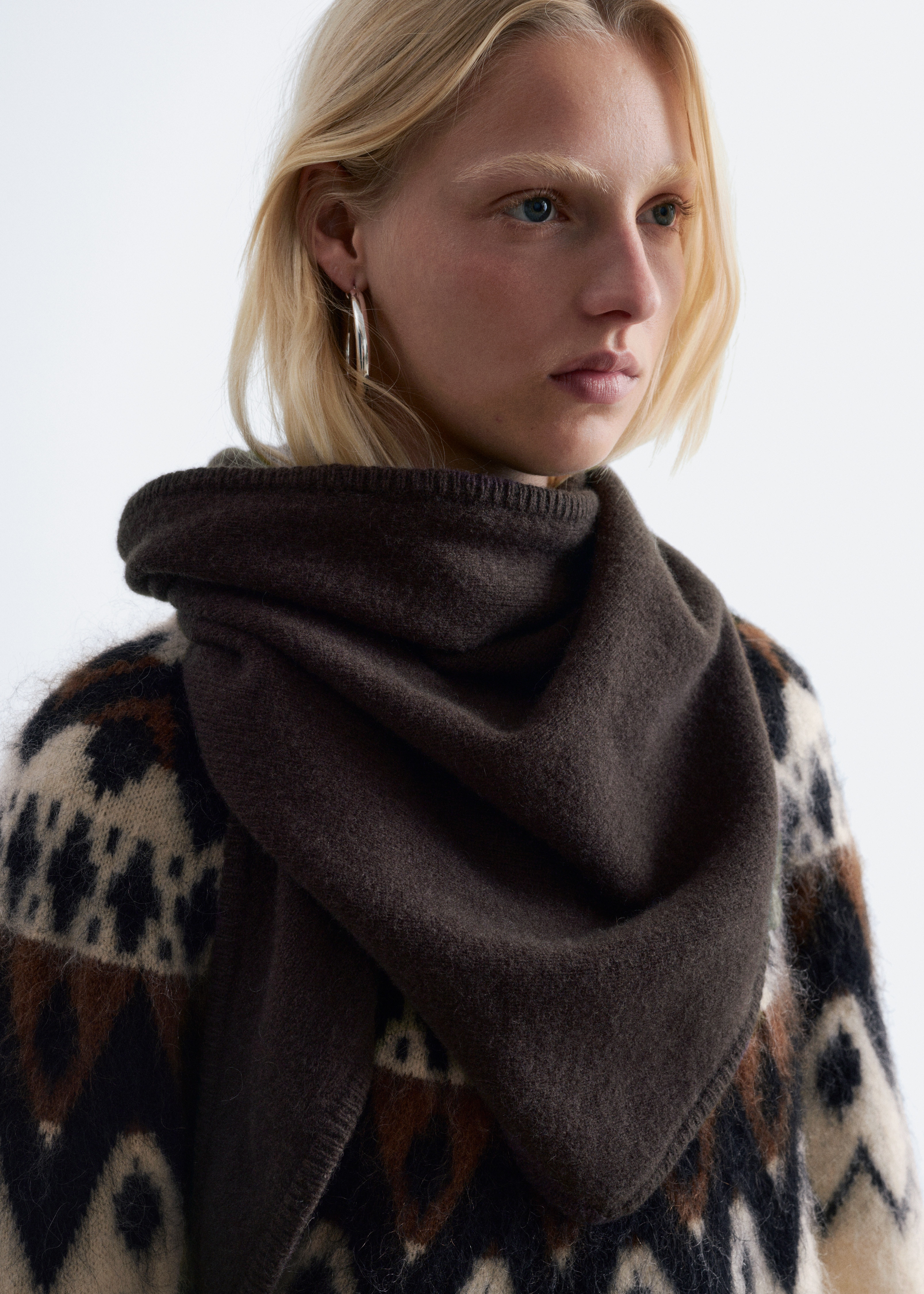 Dreieckstuch aus Wolle - Dunkelbraun