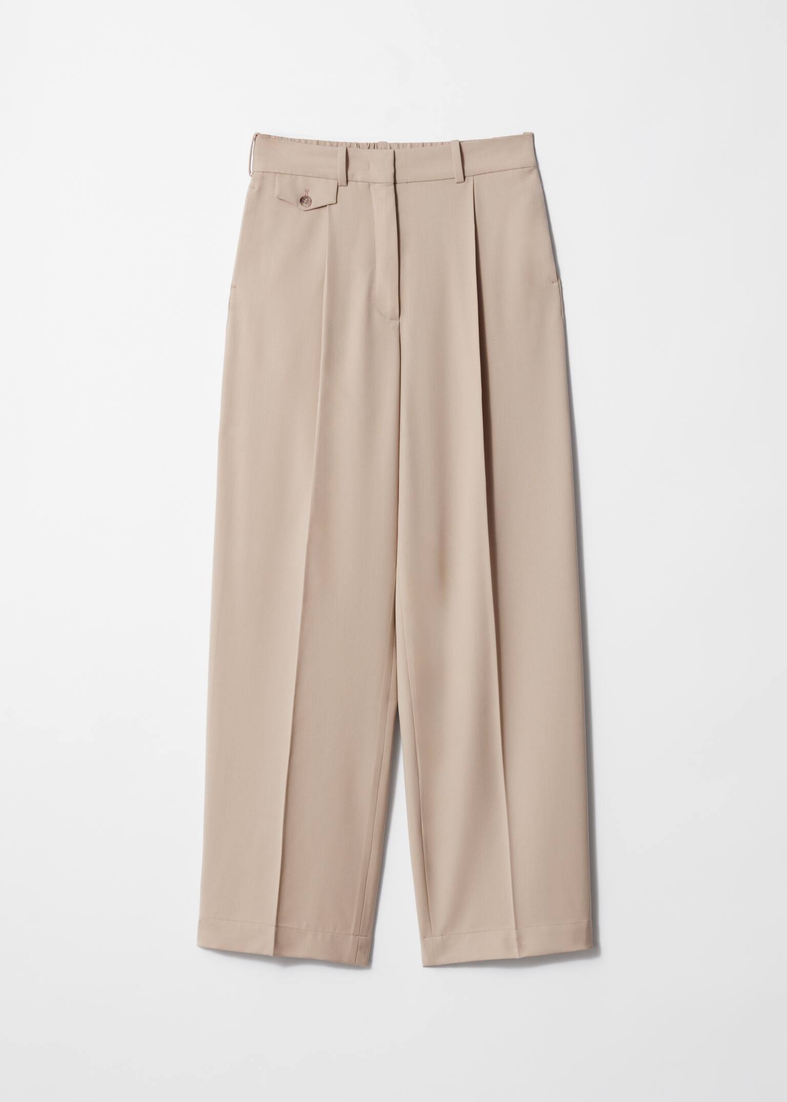 Straight-Leg Press-Crease Trousers - Beige