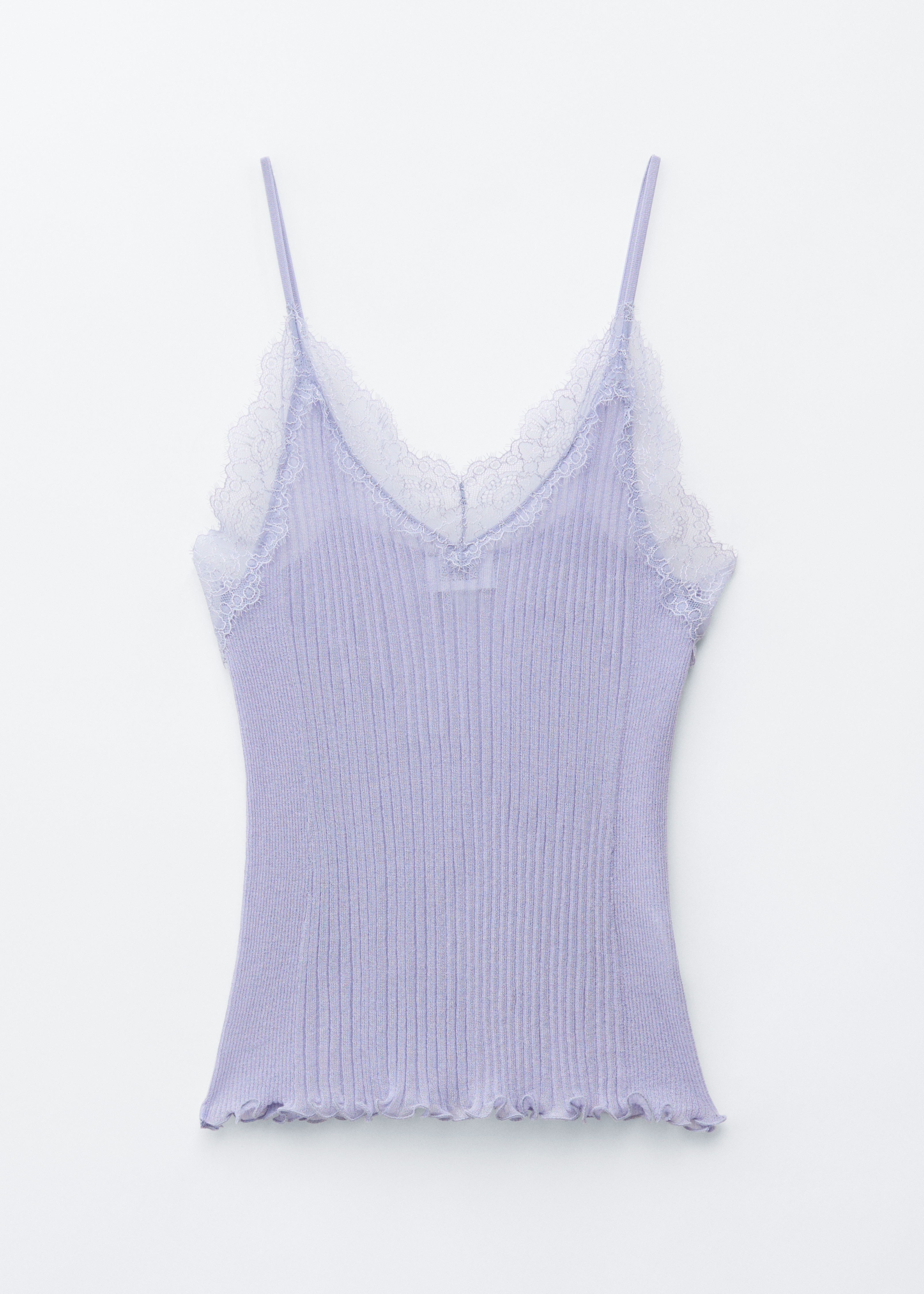 Bordázott Csipkés Spagettipántos Top - Orgonalila/Sárga