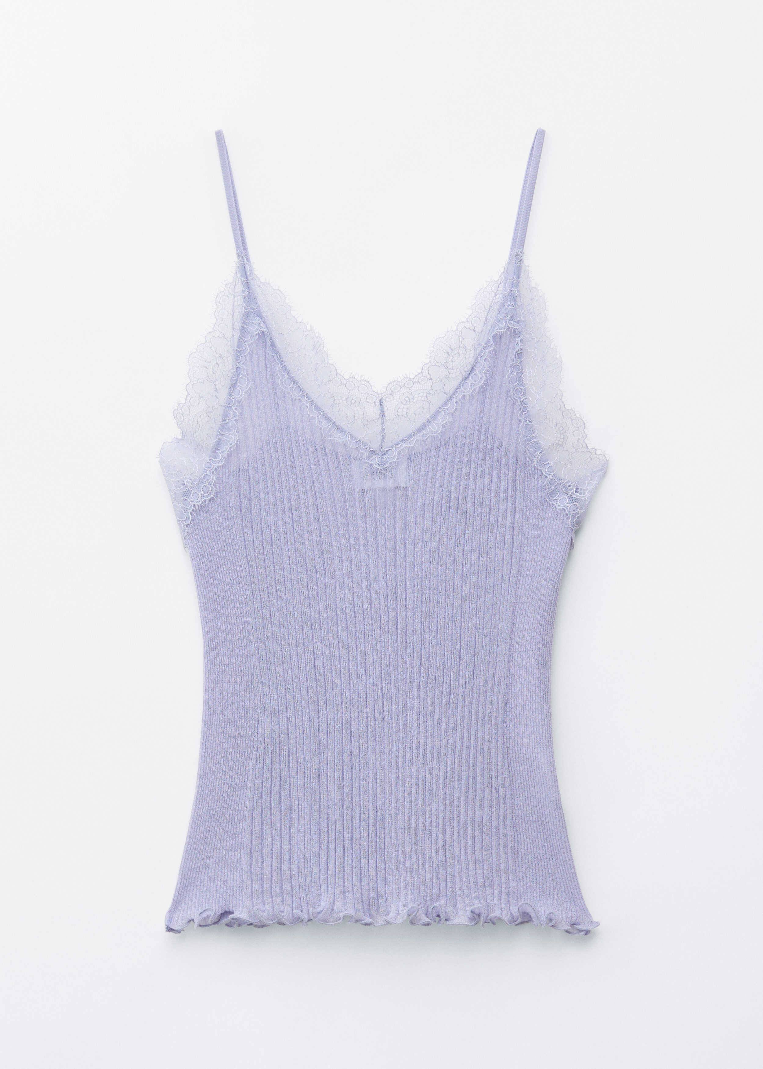 トップス rurumu: lace ribbon knit camisole Rib-Knit Lace Camisole - Lilac - & Other Stories US