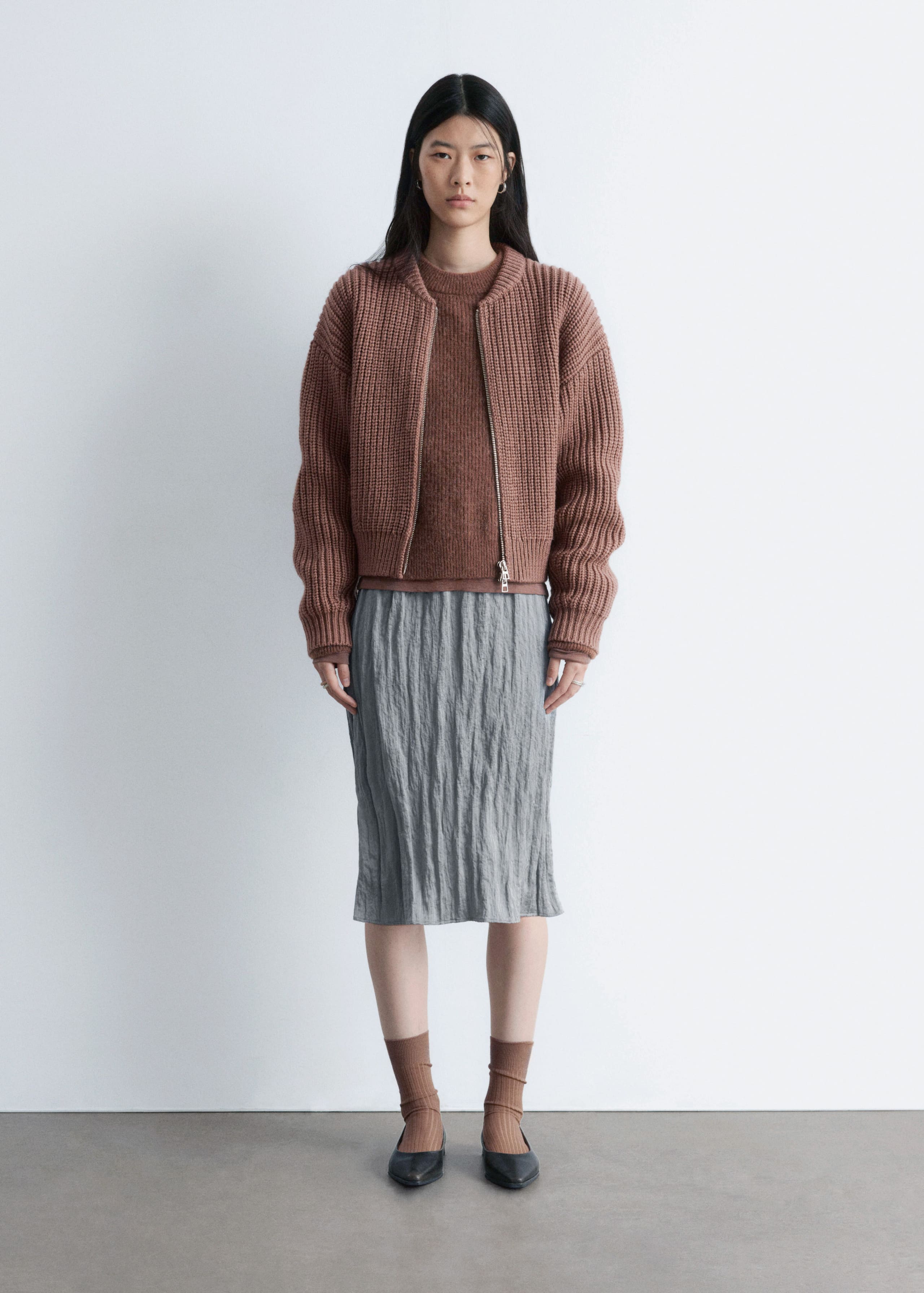 Image of Knitted Wool Bomber Jacket